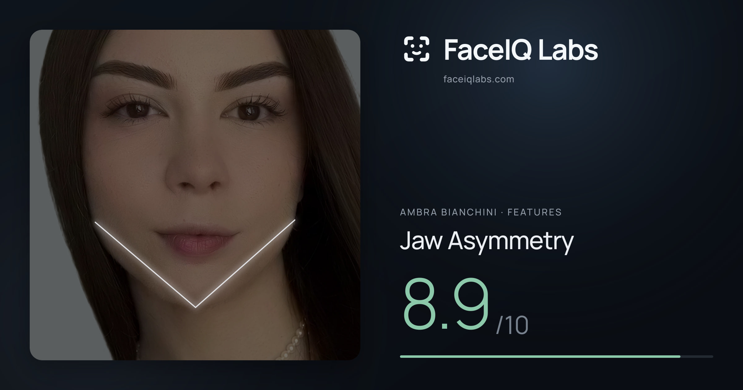 Ambra Bianchini Jaw Asymmetry: 8.9/10, drawn on the photo