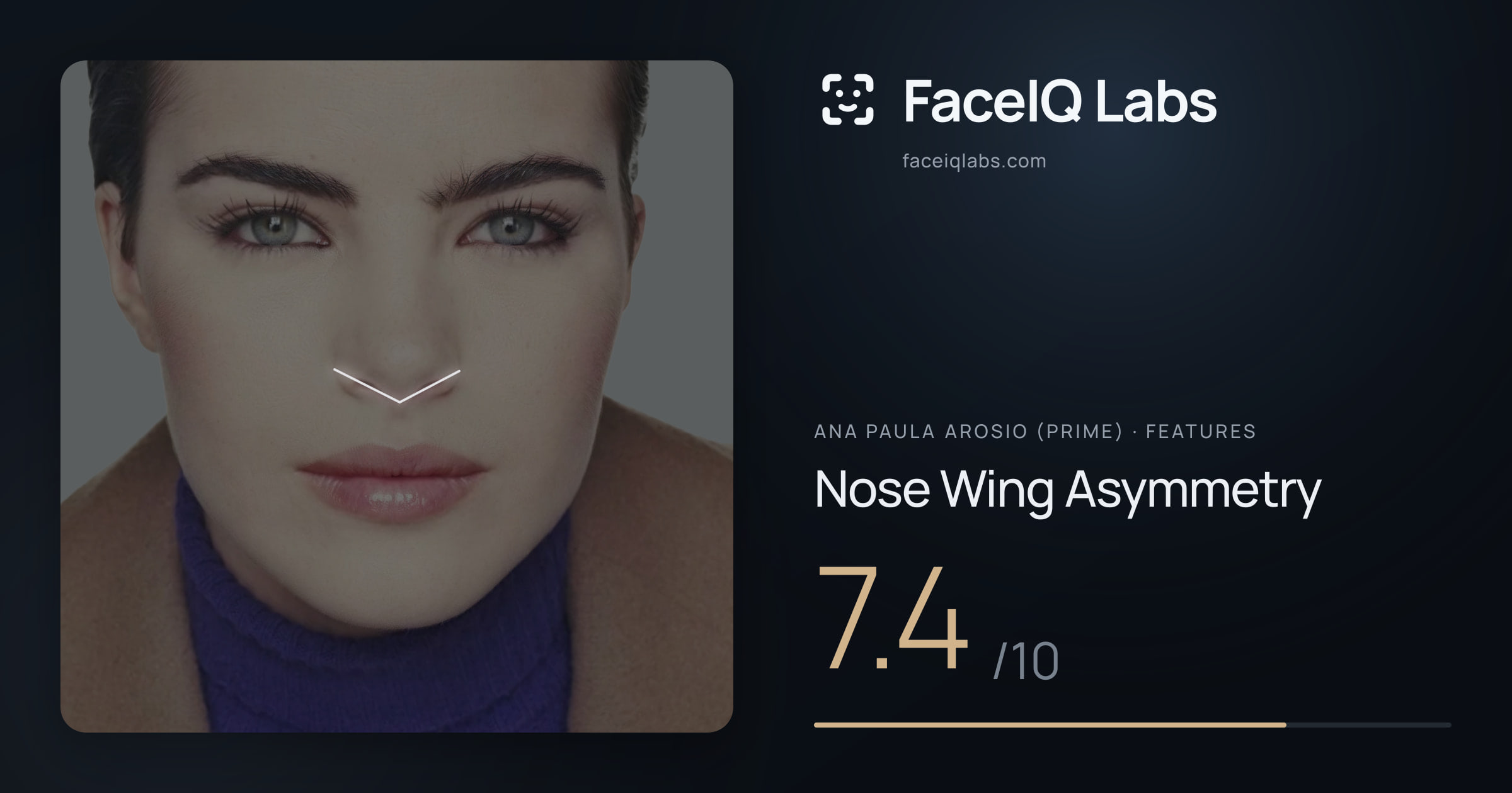 Ana paula arosio (prime) Nose Wing Asymmetry: 7.4/10, drawn on the photo
