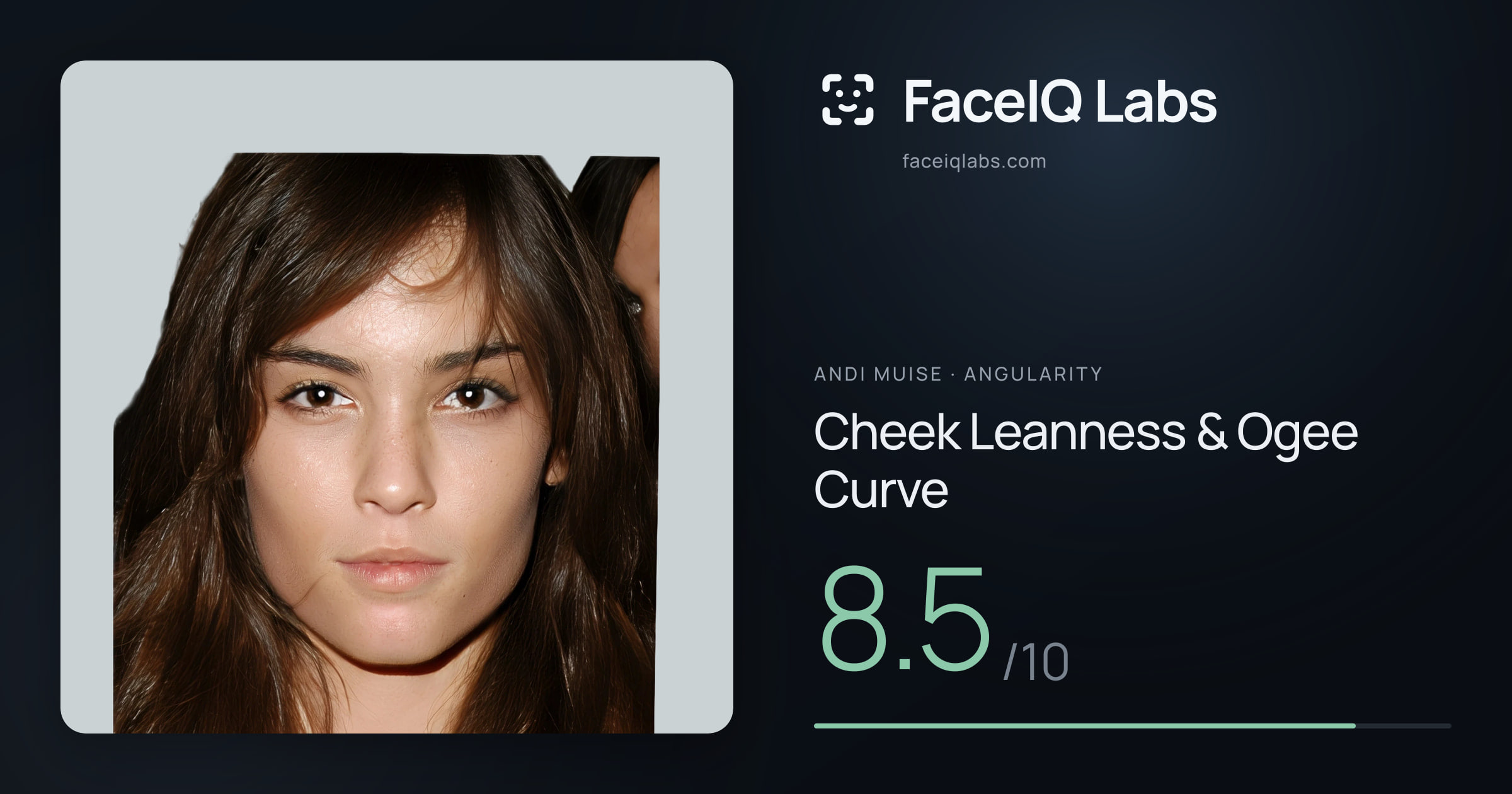 Andi Muise Cheek Leanness & Ogee Curve: 8.5/10, drawn on the photo