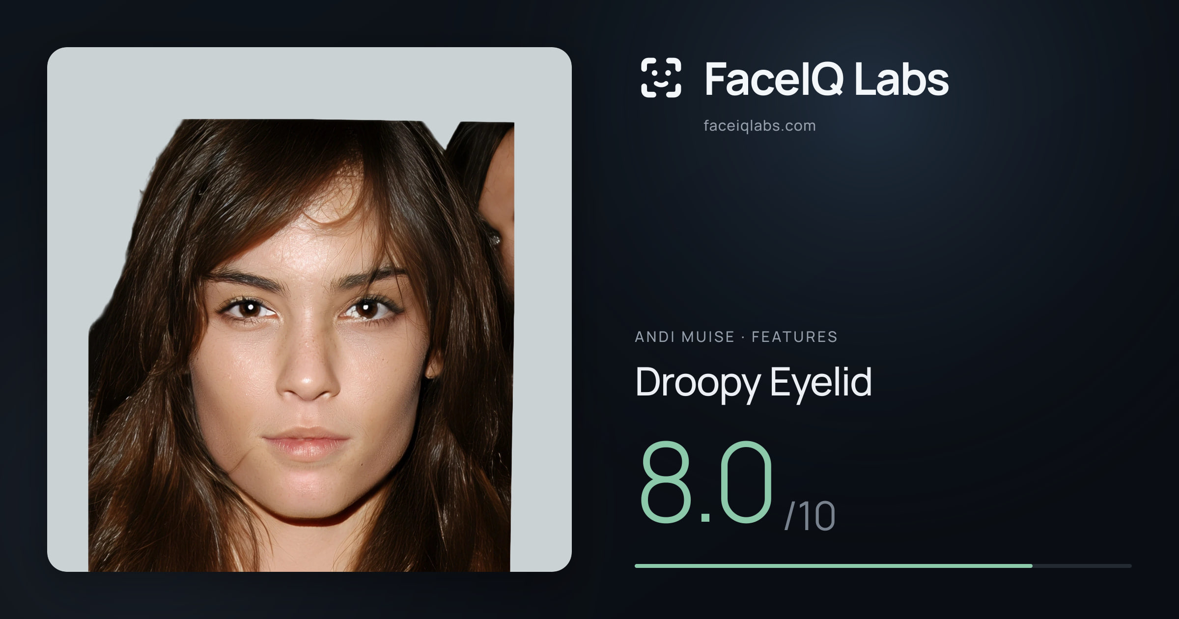Andi Muise Droopy Eyelid: 8.0/10, drawn on the photo