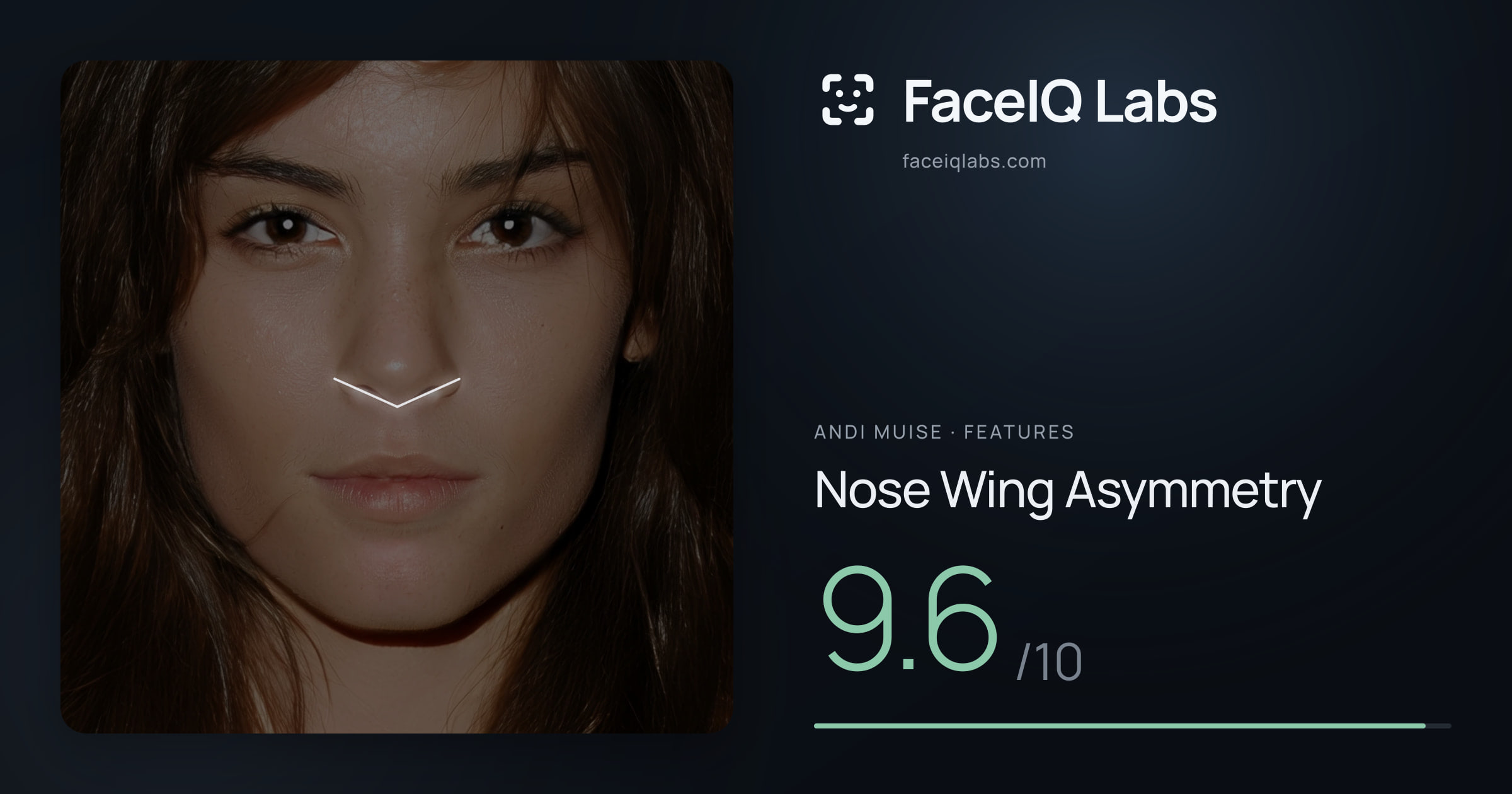Andi Muise Nose Wing Asymmetry: 9.6/10, drawn on the photo