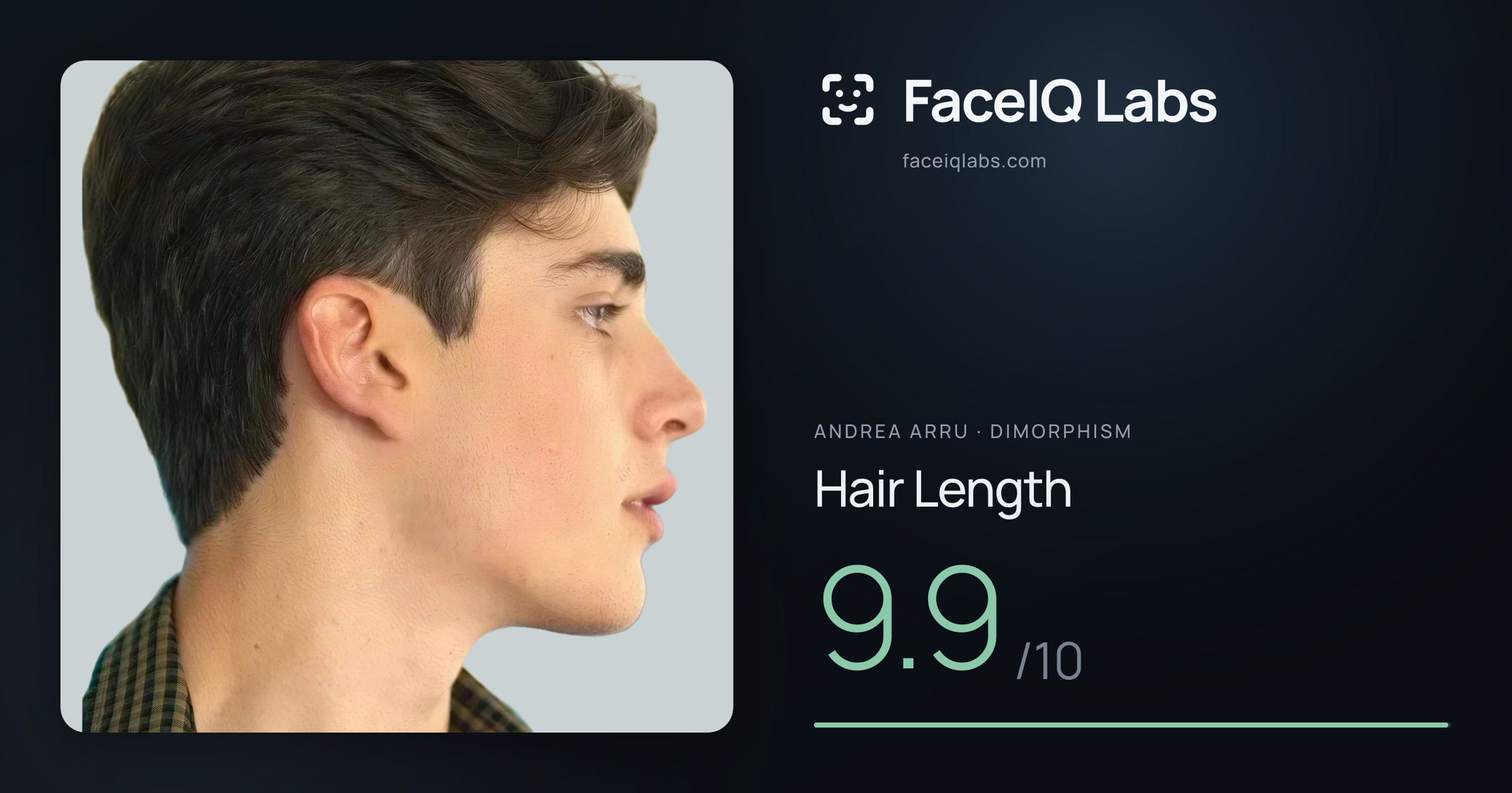 Andrea Arru Hair Length: 9.9/10, drawn on the photo