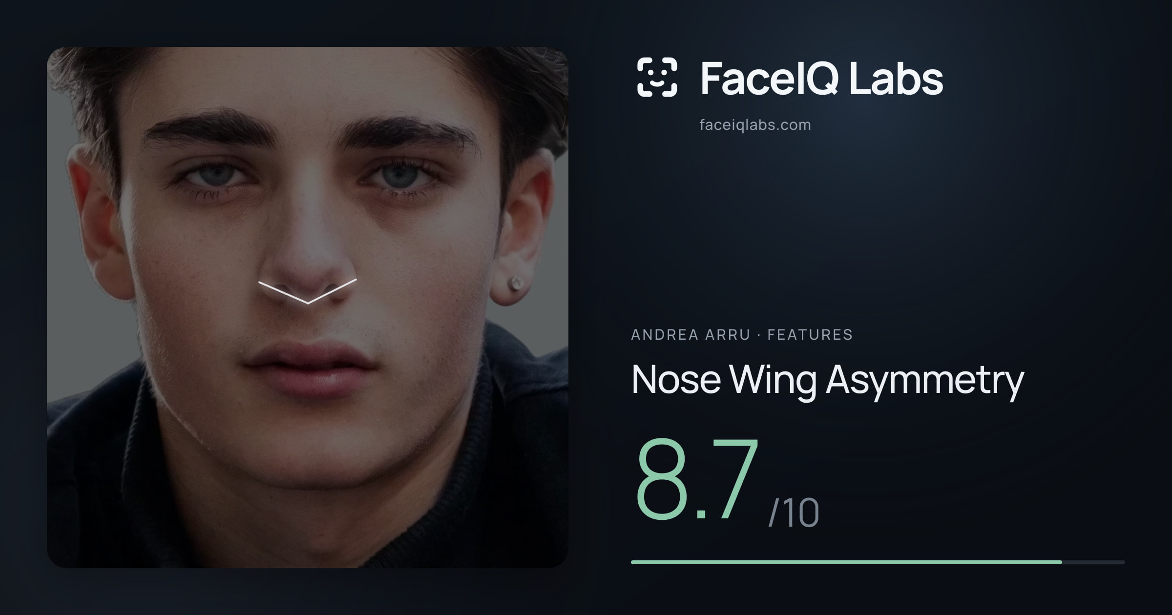 Andrea Arru Nose Wing Asymmetry: 8.7/10, drawn on the photo
