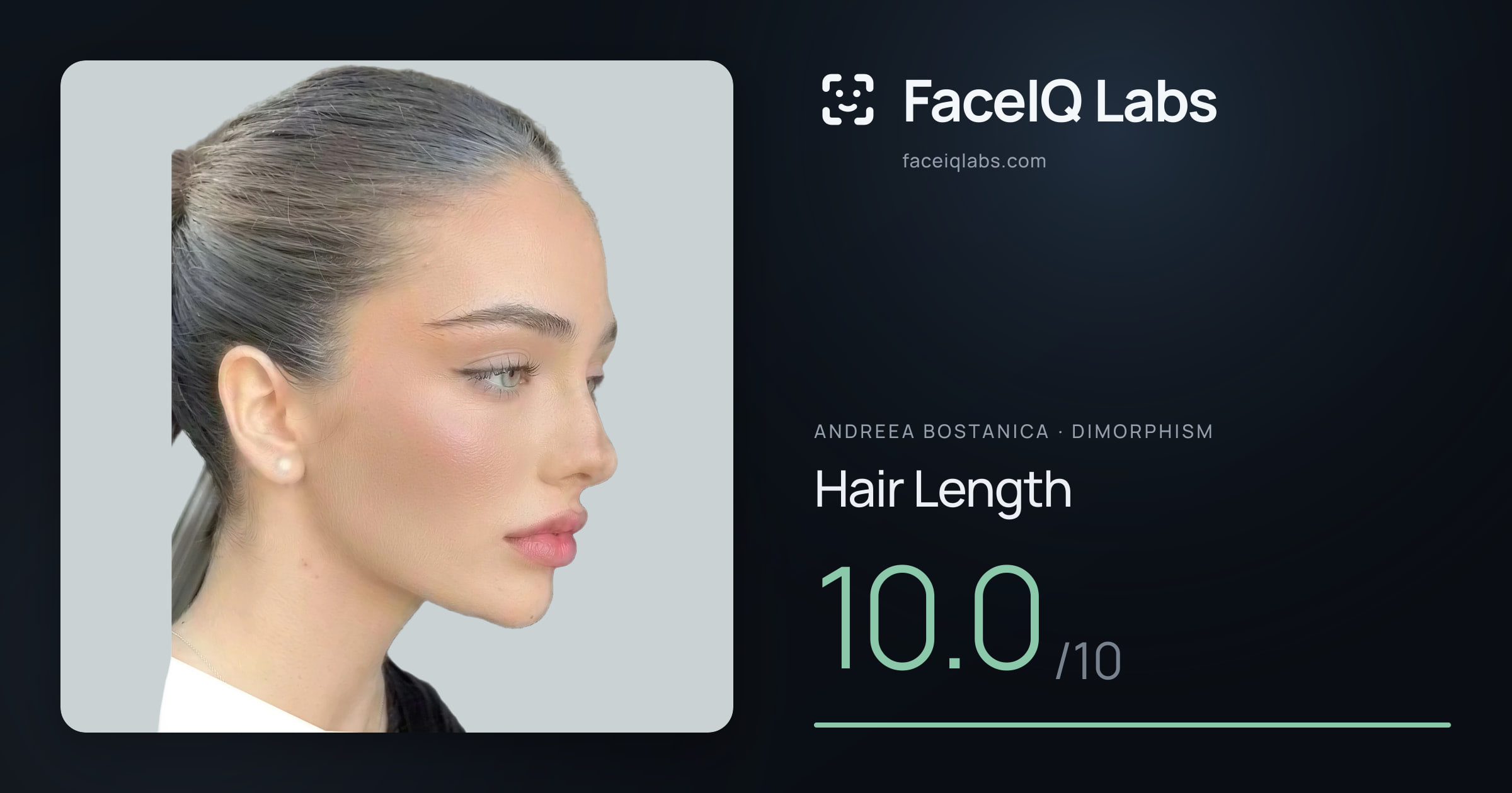 Andreea Bostanica Hair Length: 10.0/10, drawn on the photo