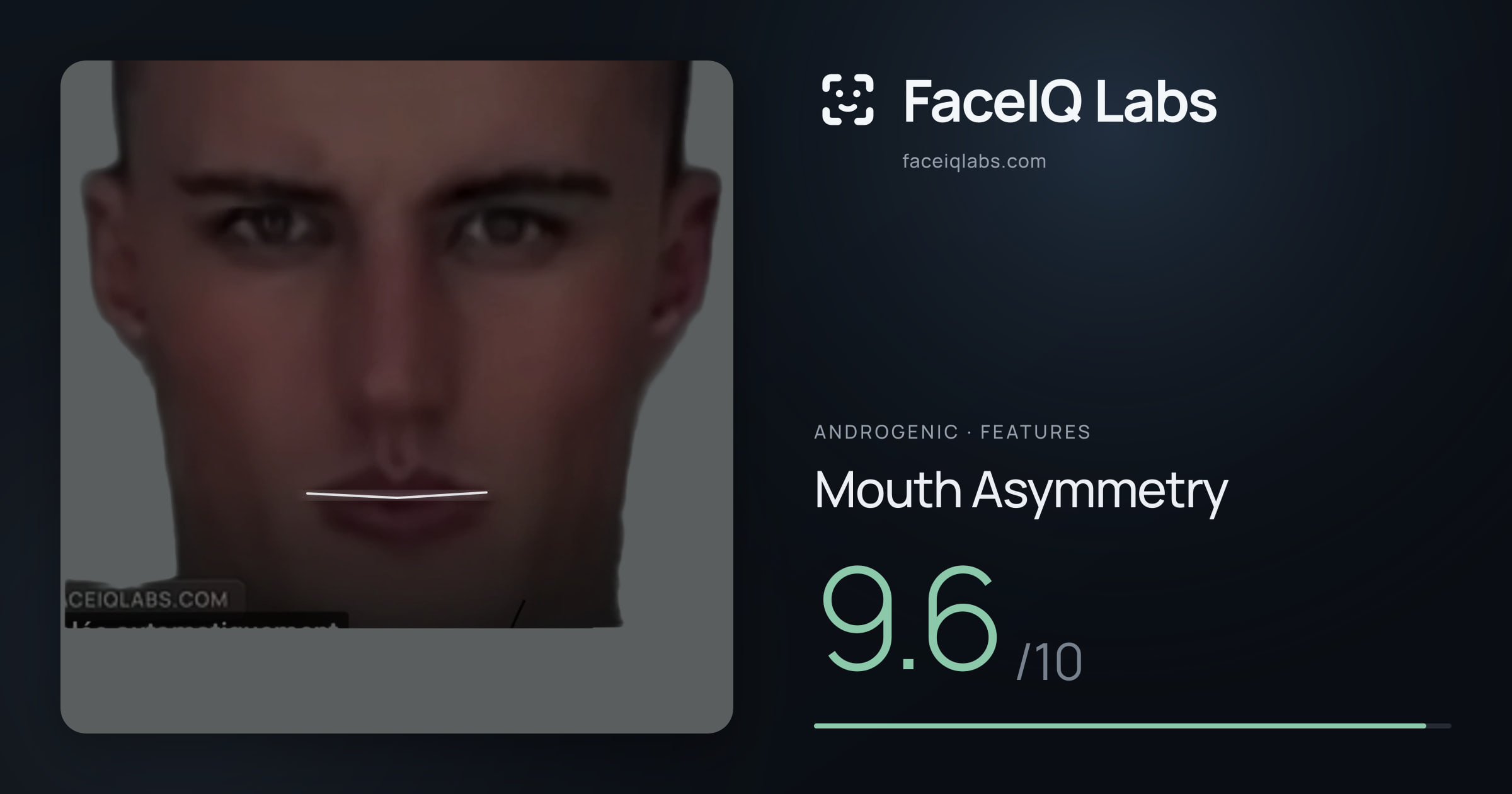 Androgenic Mouth Asymmetry: 9.6/10, drawn on the photo