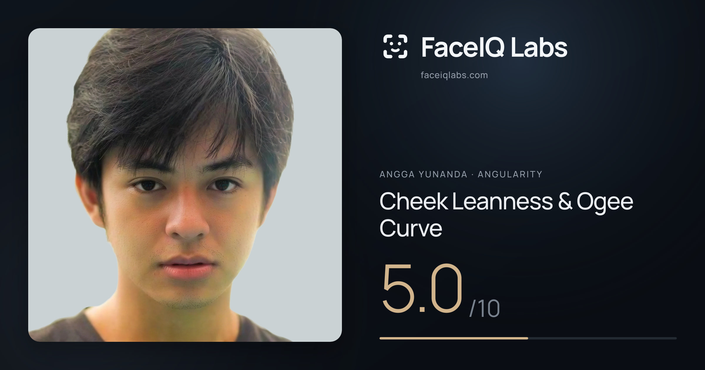 Angga Yunanda Cheek Leanness & Ogee Curve: 5.0/10, drawn on the photo