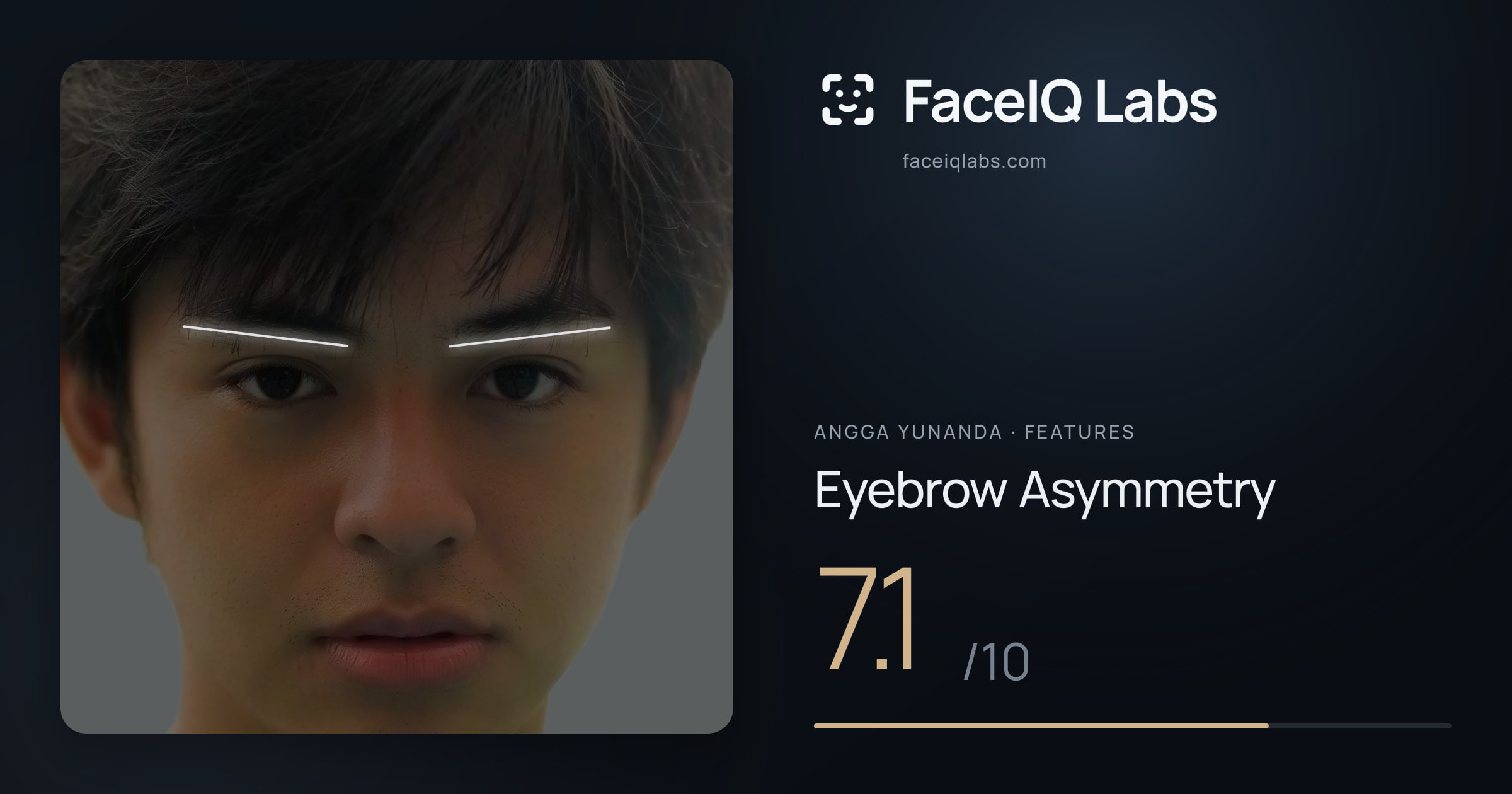 Angga Yunanda Eyebrow Asymmetry: 7.1/10, drawn on the photo