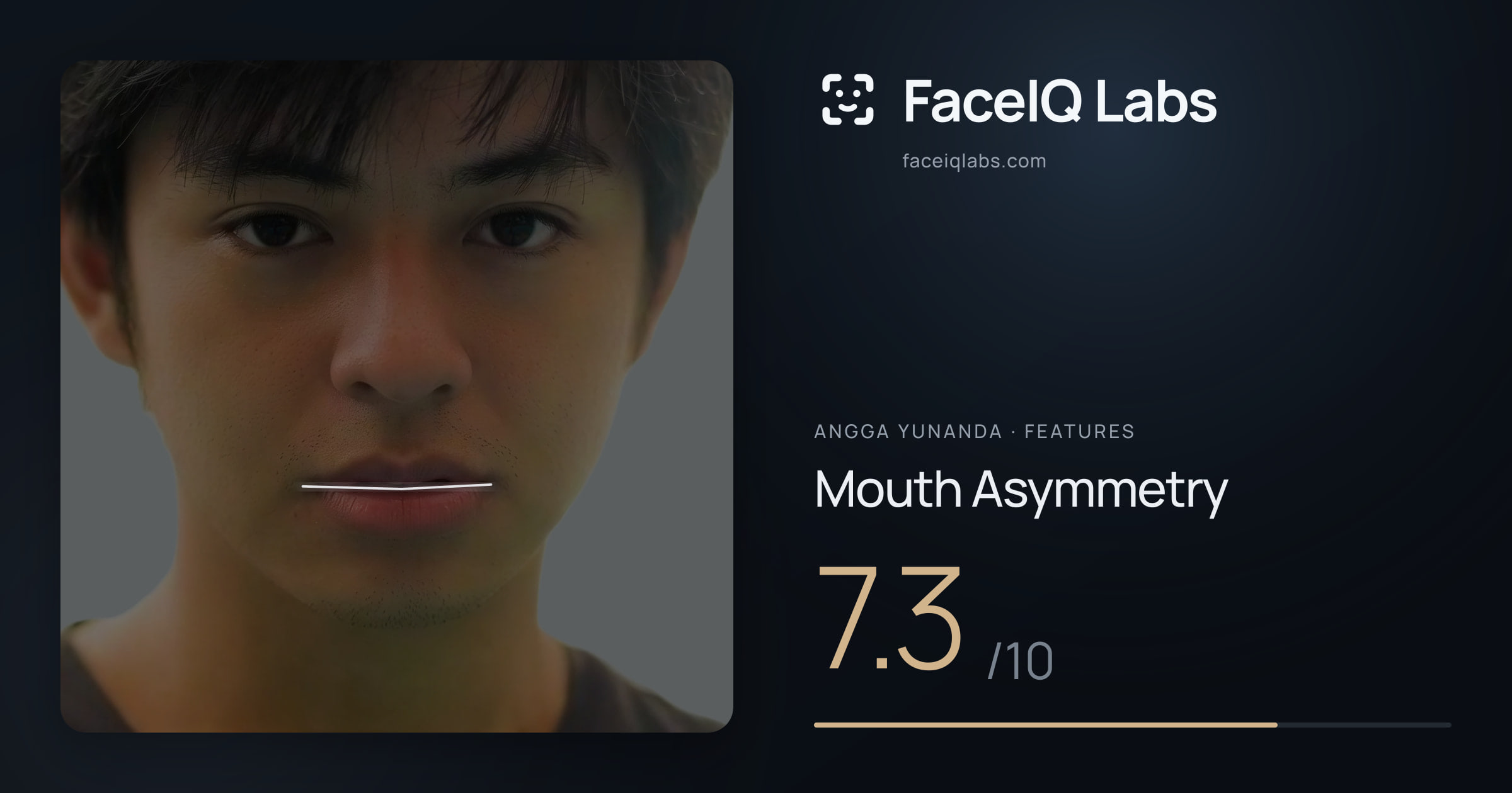 Angga Yunanda Mouth Asymmetry: 7.3/10, drawn on the photo