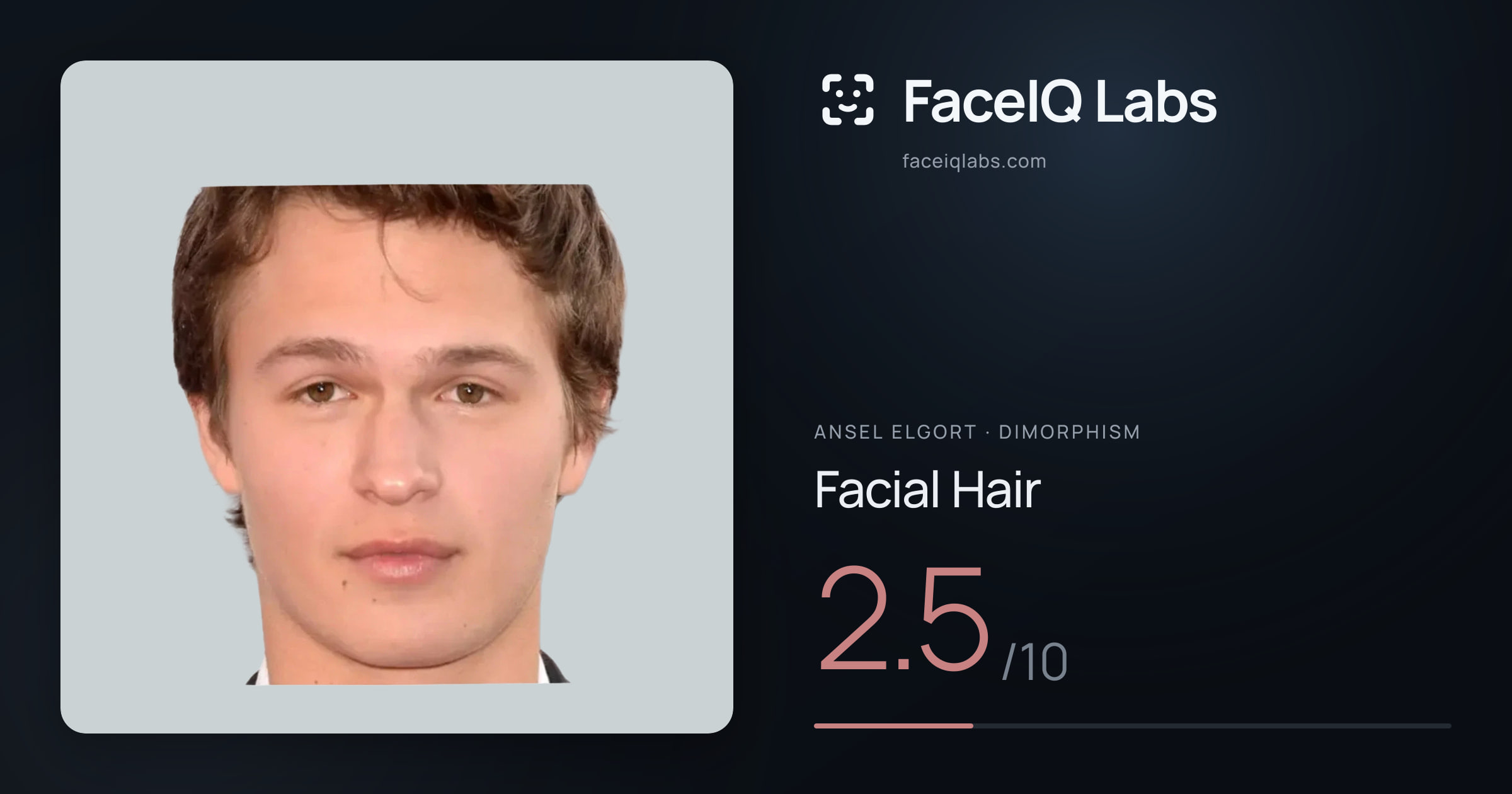 Ansel Elgort Facial Hair: 2.5/10, drawn on the photo