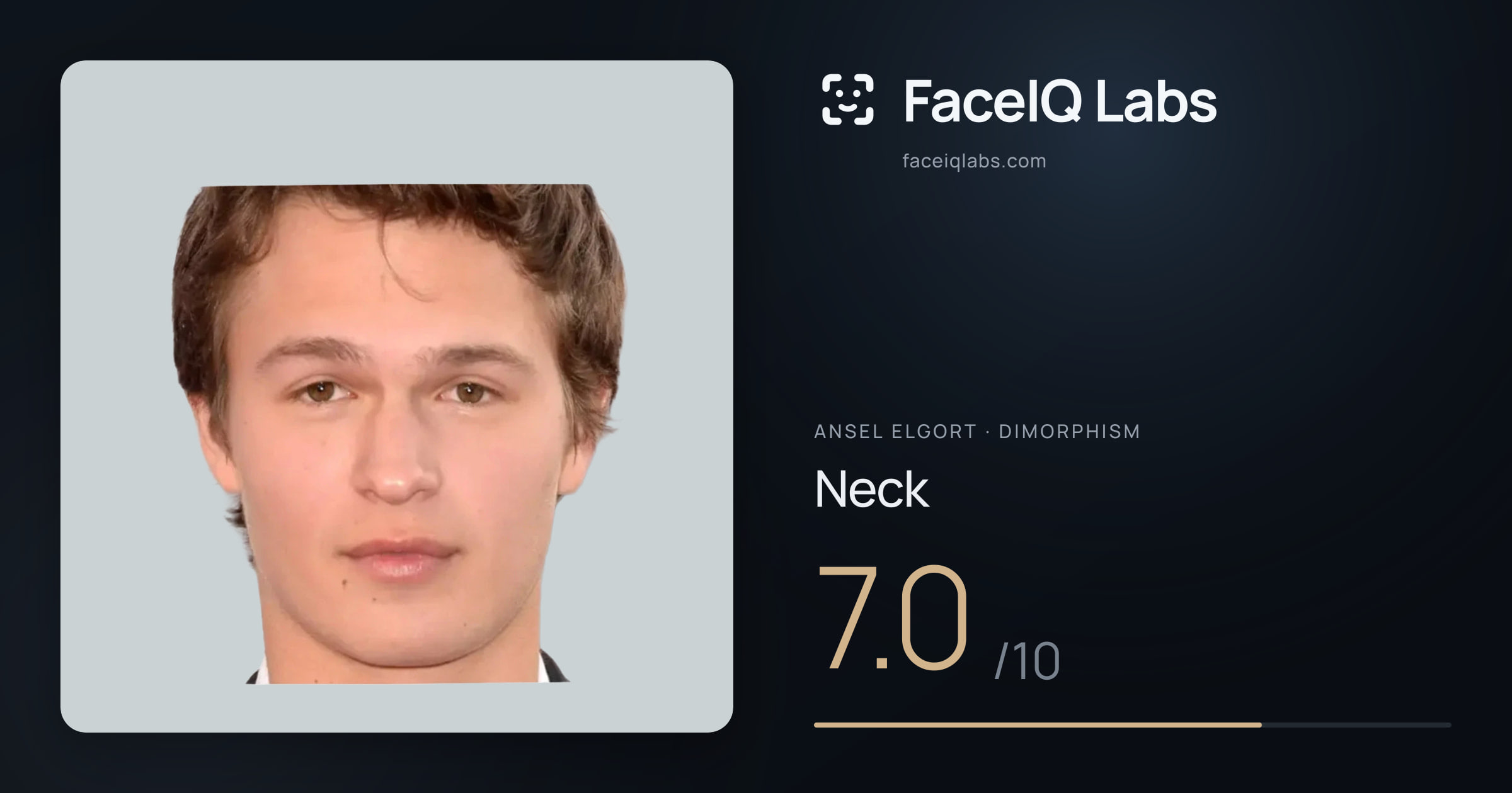 Ansel Elgort Neck: 7.0/10, drawn on the photo