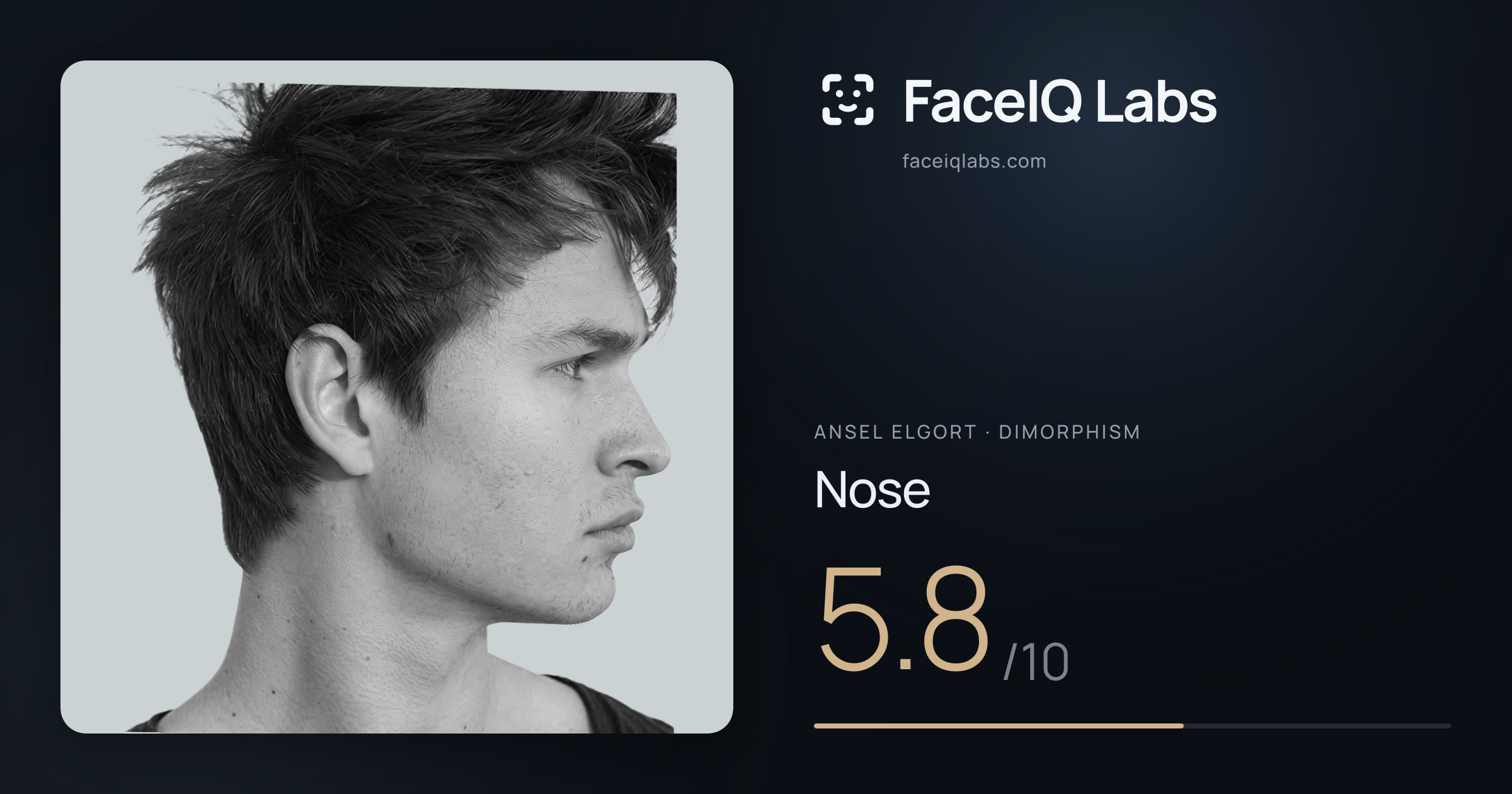 Ansel Elgort Nose: 5.8/10, drawn on the photo