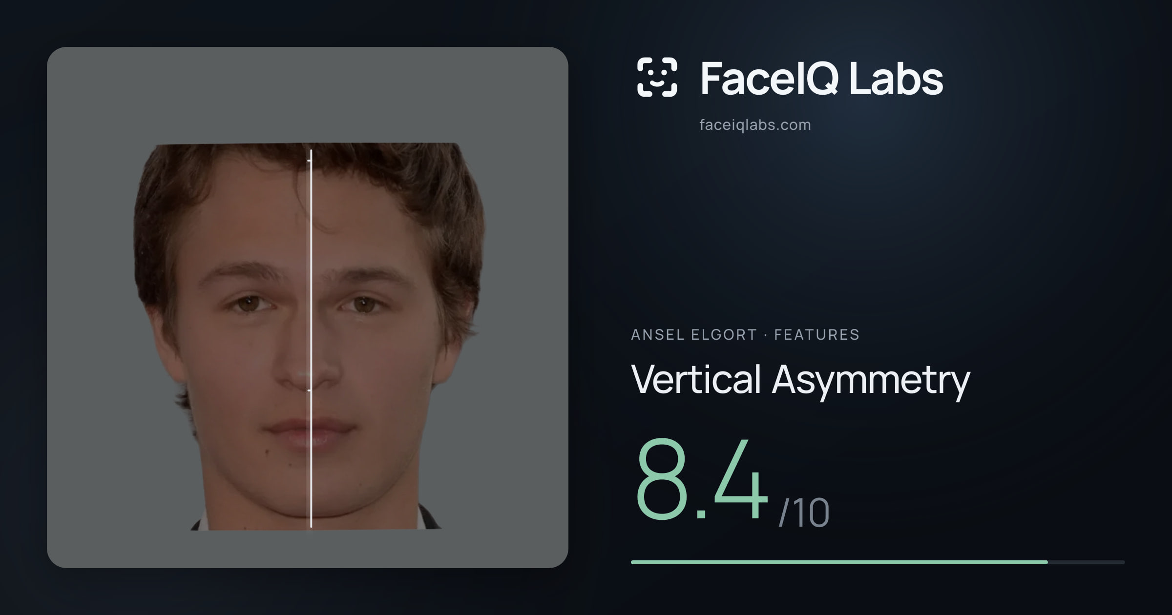 Ansel Elgort Vertical Asymmetry: 8.4/10, drawn on the photo
