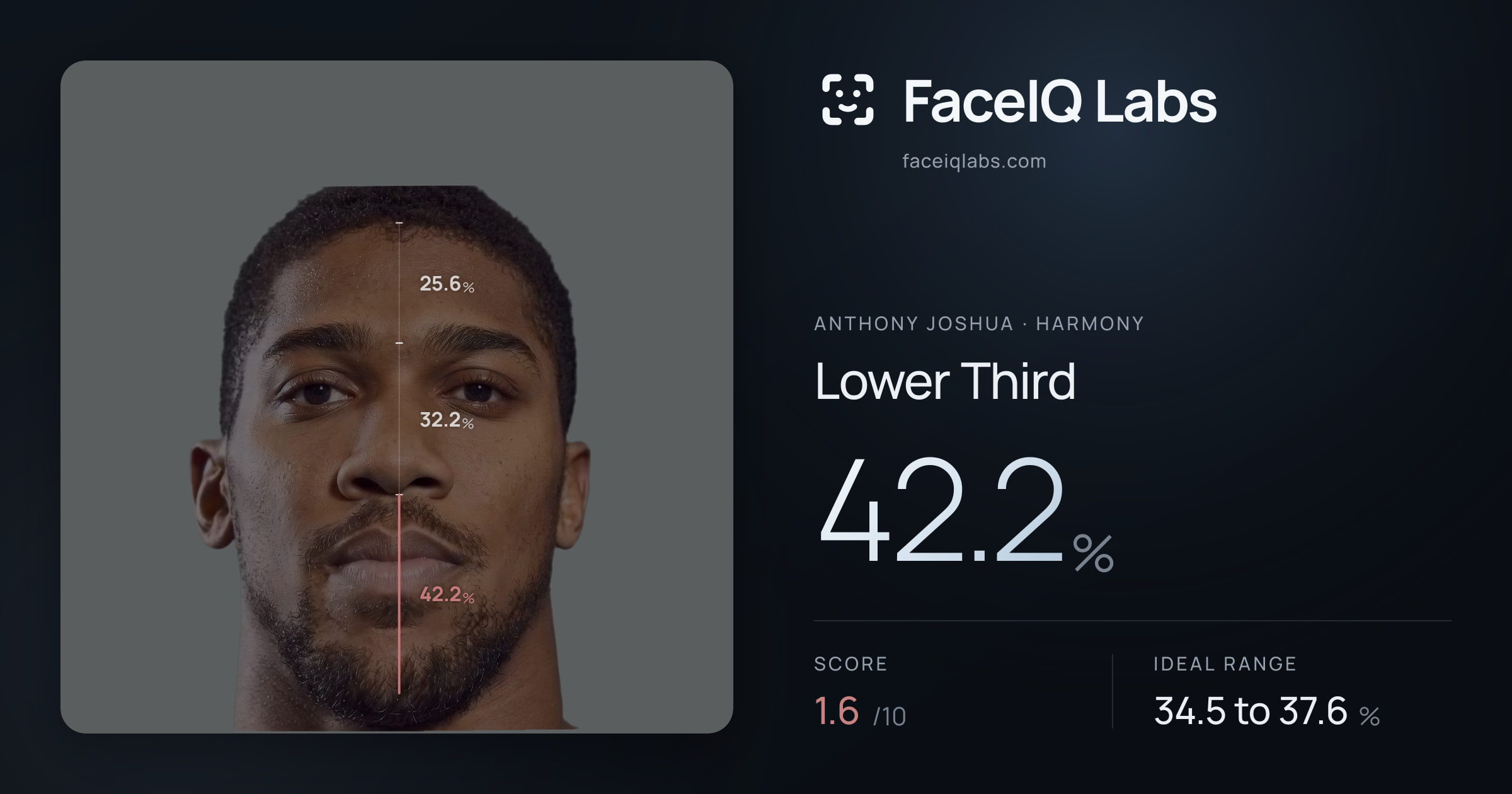 Anthony Joshua Lower Third: 42.2%, drawn on the photo