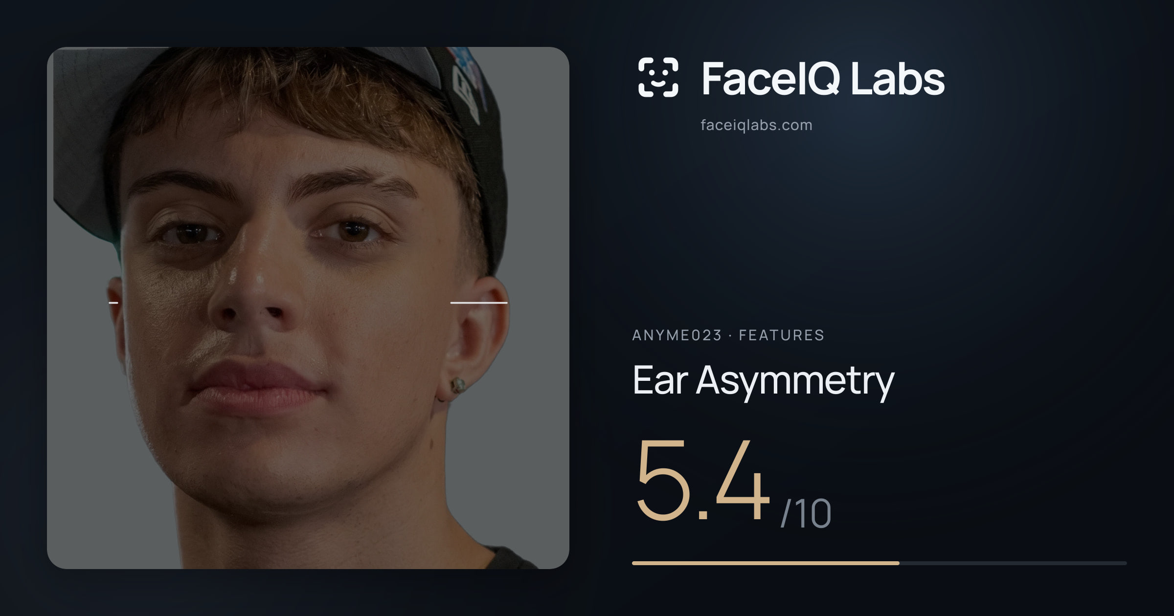 Anyme023 Ear Asymmetry: 5.4/10, drawn on the photo
