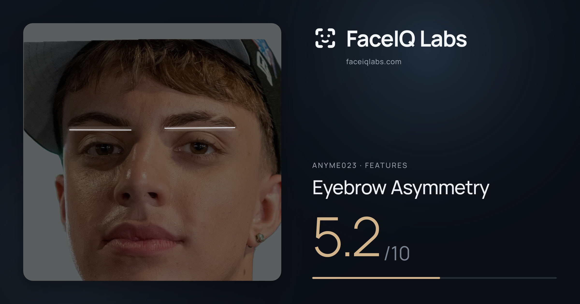 Anyme023 Eyebrow Asymmetry: 5.2/10, drawn on the photo