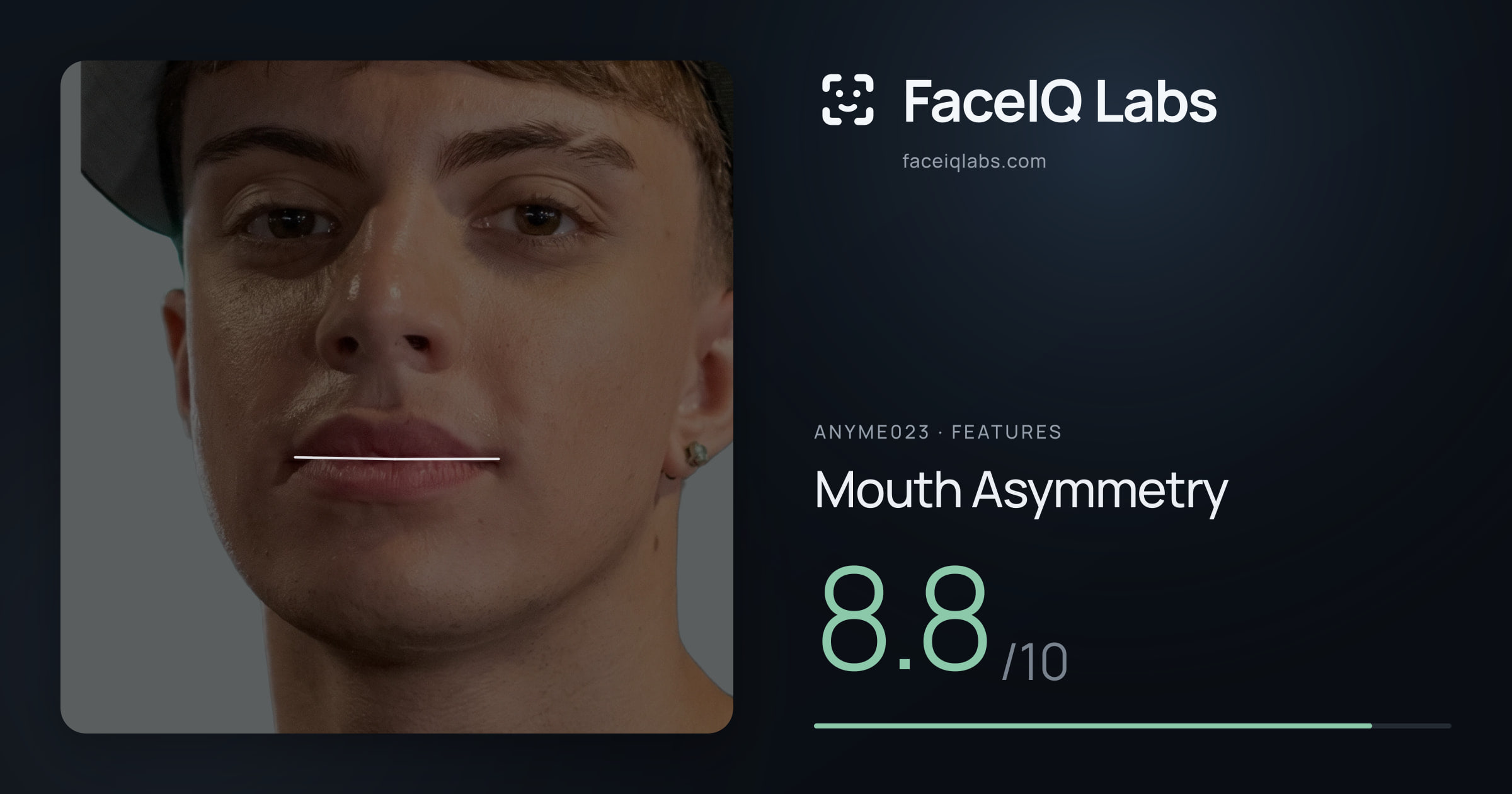 Anyme023 Mouth Asymmetry: 8.8/10, drawn on the photo