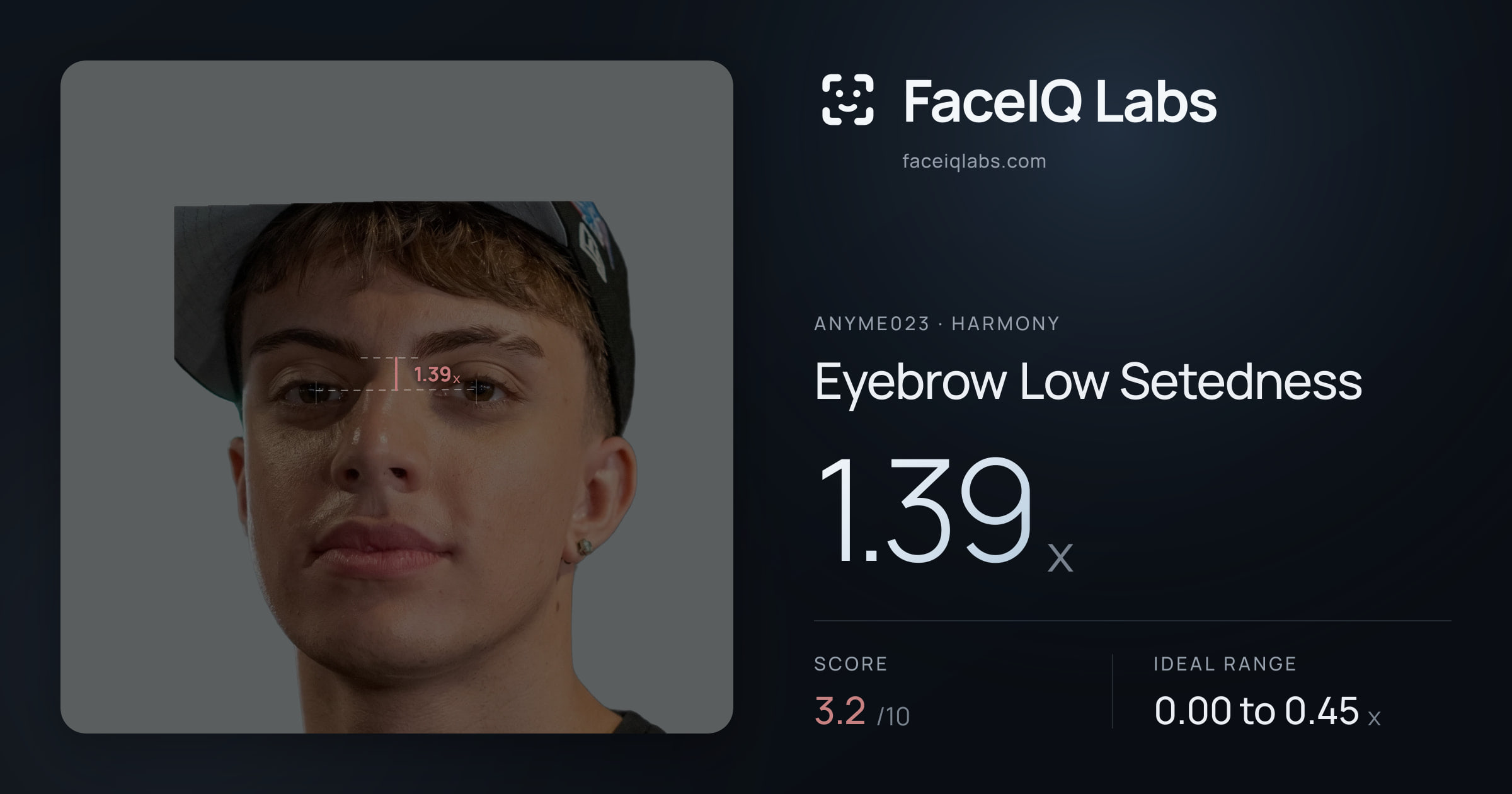 Anyme023 Eyebrow Low Setedness: 1.39x, drawn on the photo