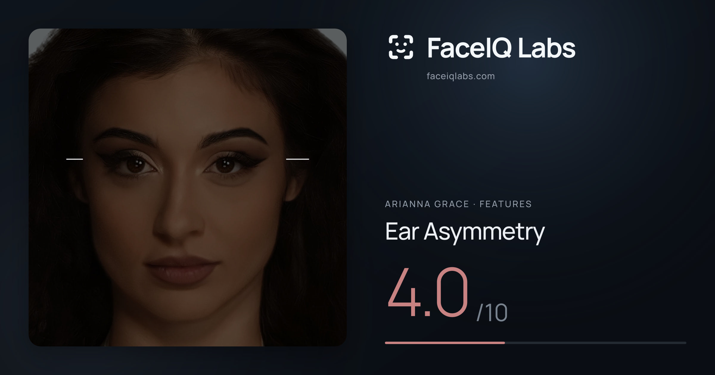 Arianna Grace Ear Asymmetry: 4.0/10, drawn on the photo