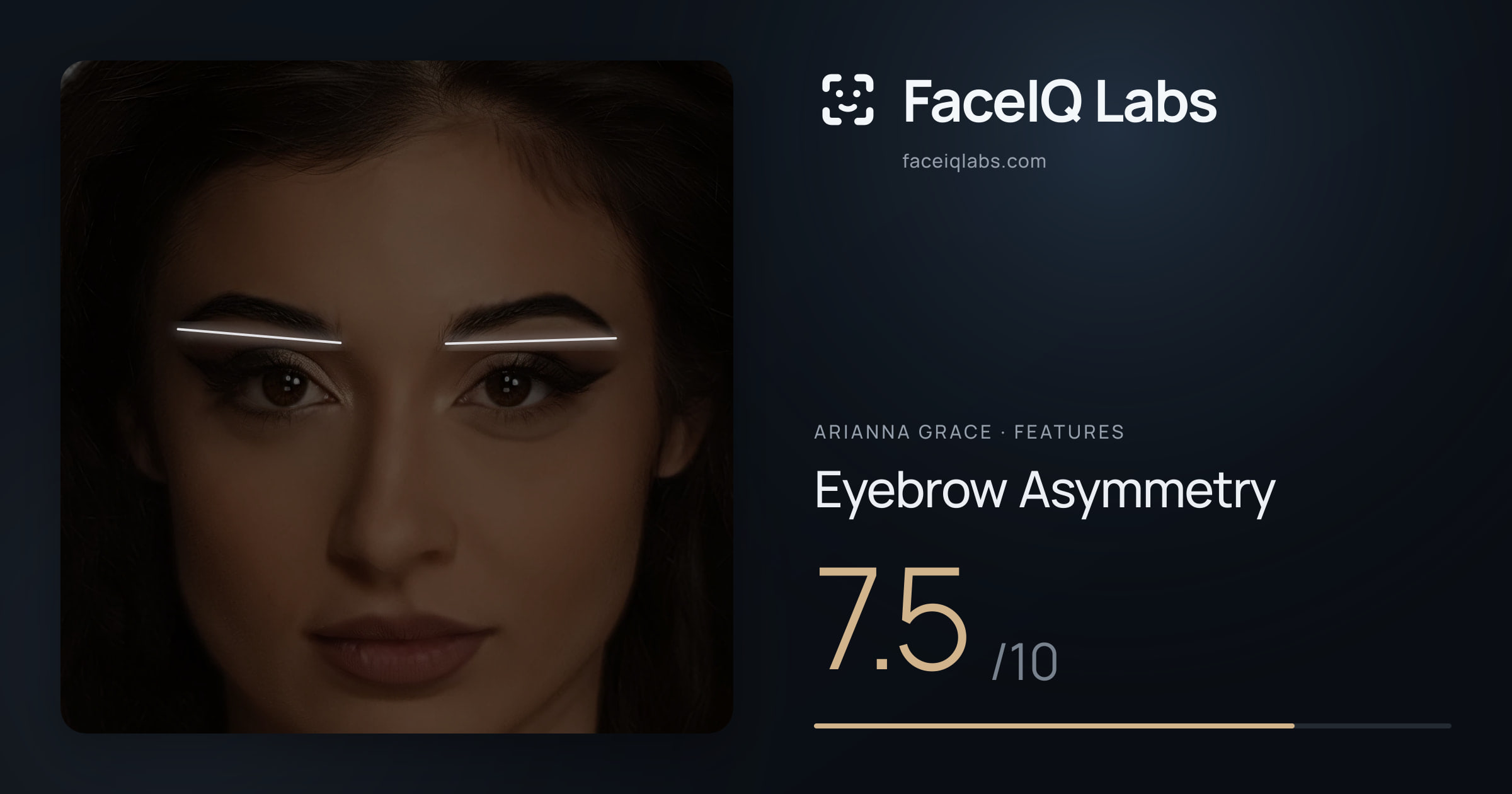 Arianna Grace Eyebrow Asymmetry: 7.5/10, drawn on the photo
