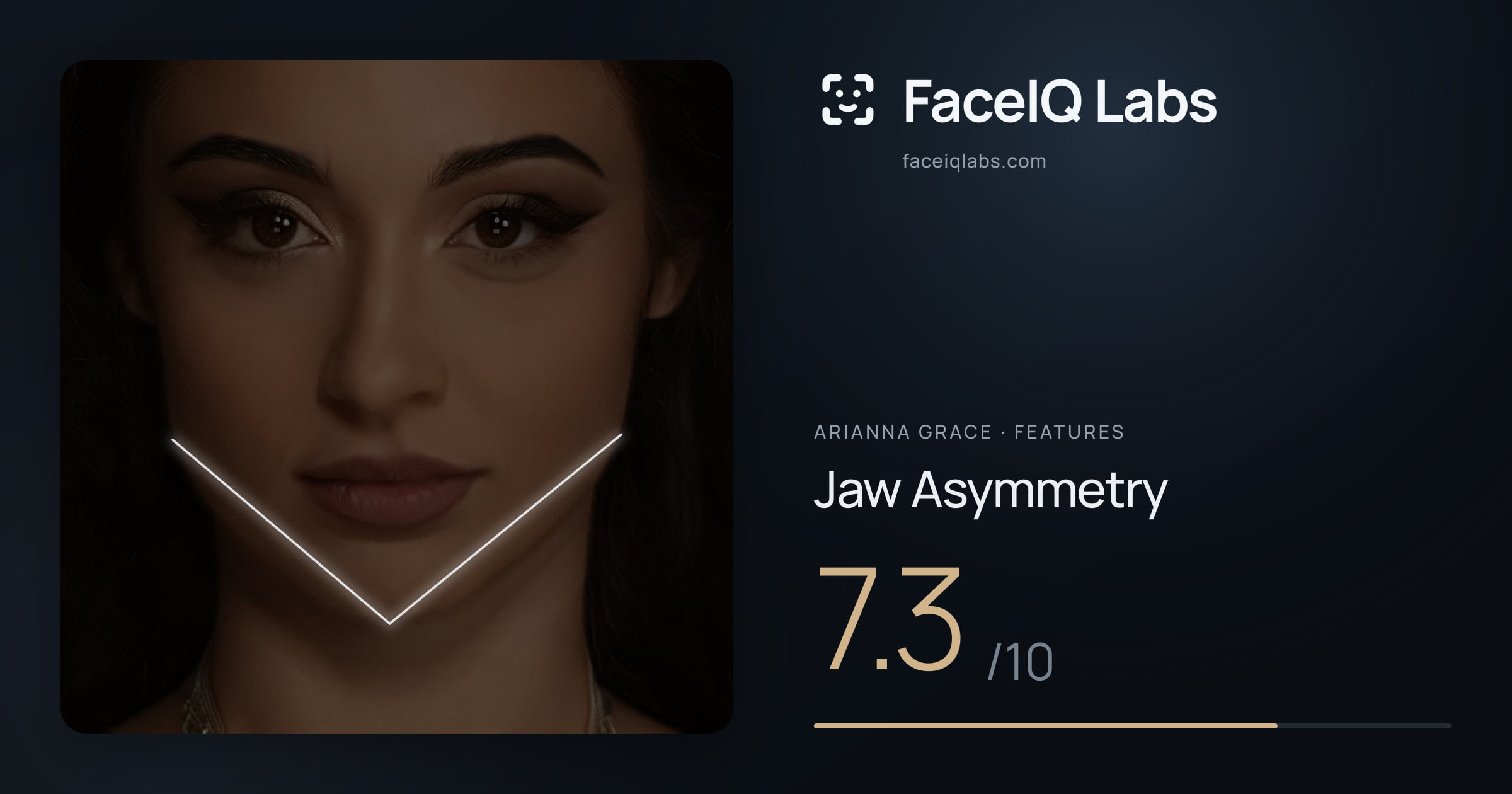 Arianna Grace Jaw Asymmetry: 7.3/10, drawn on the photo