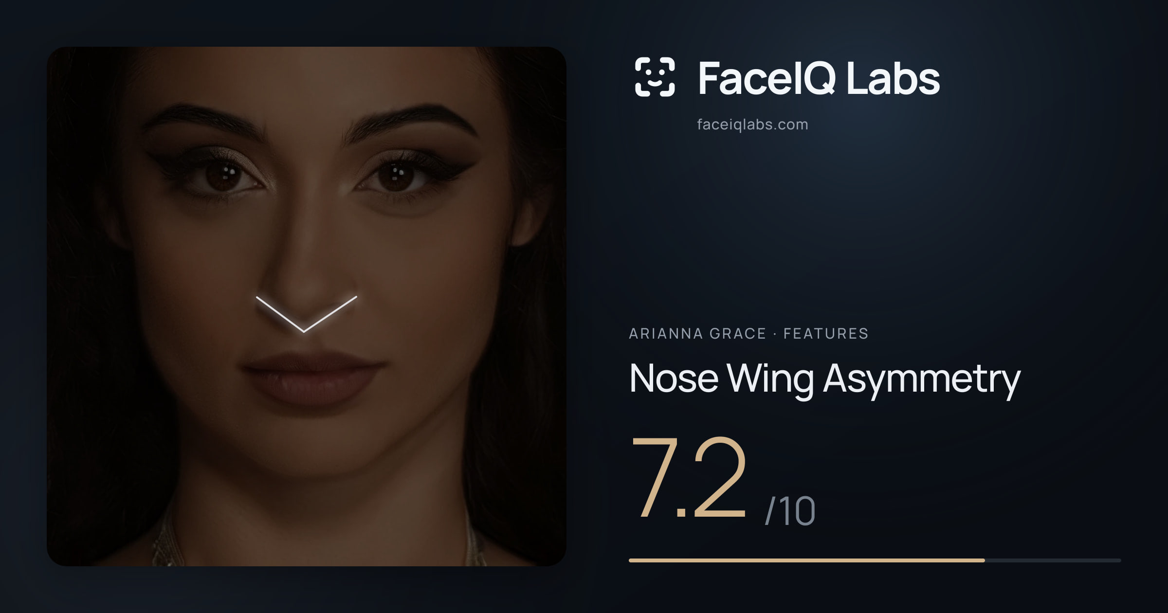 Arianna Grace Nose Wing Asymmetry: 7.2/10, drawn on the photo