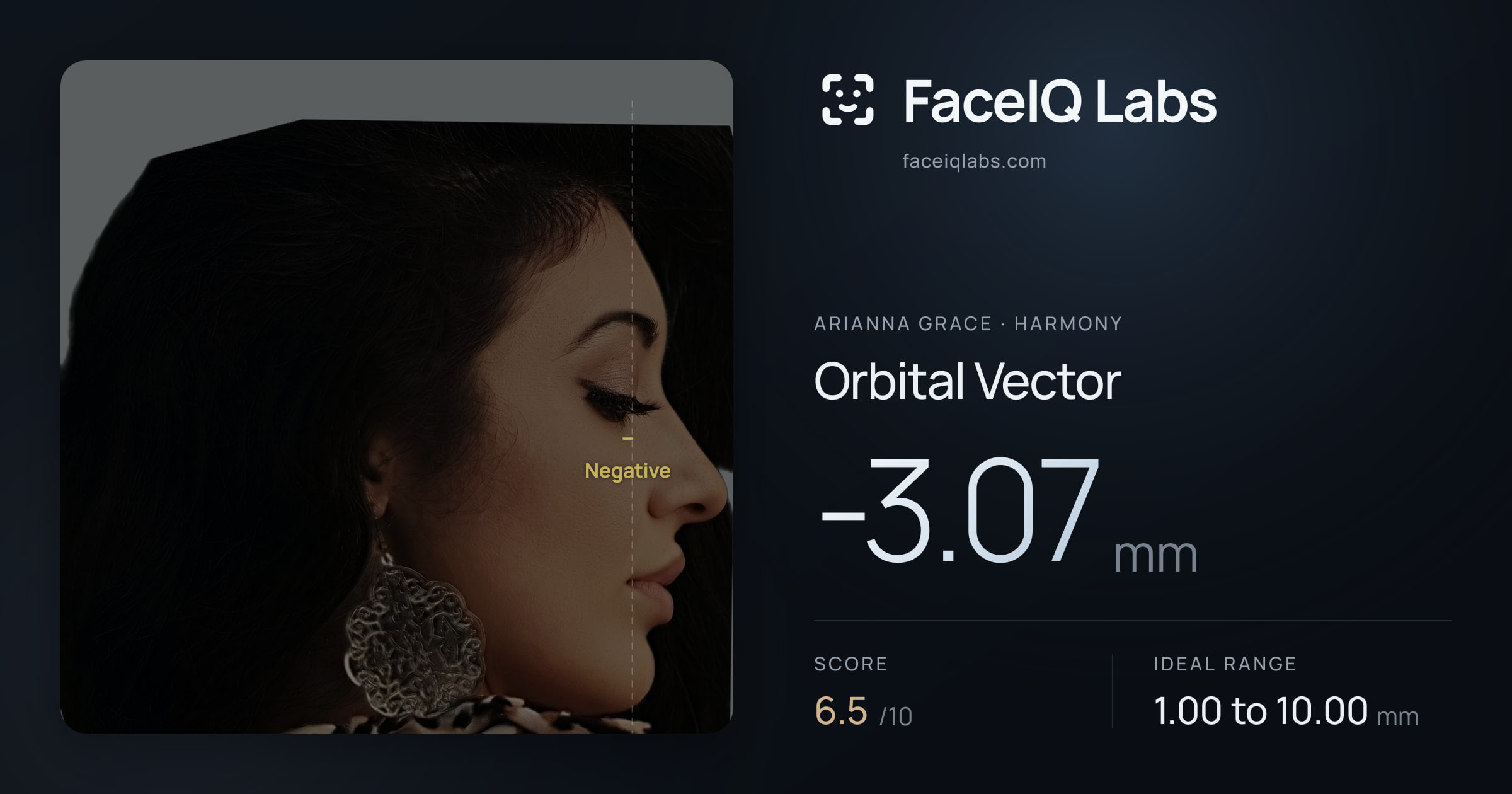Arianna Grace Orbital Vector: -3.07mm, drawn on the photo