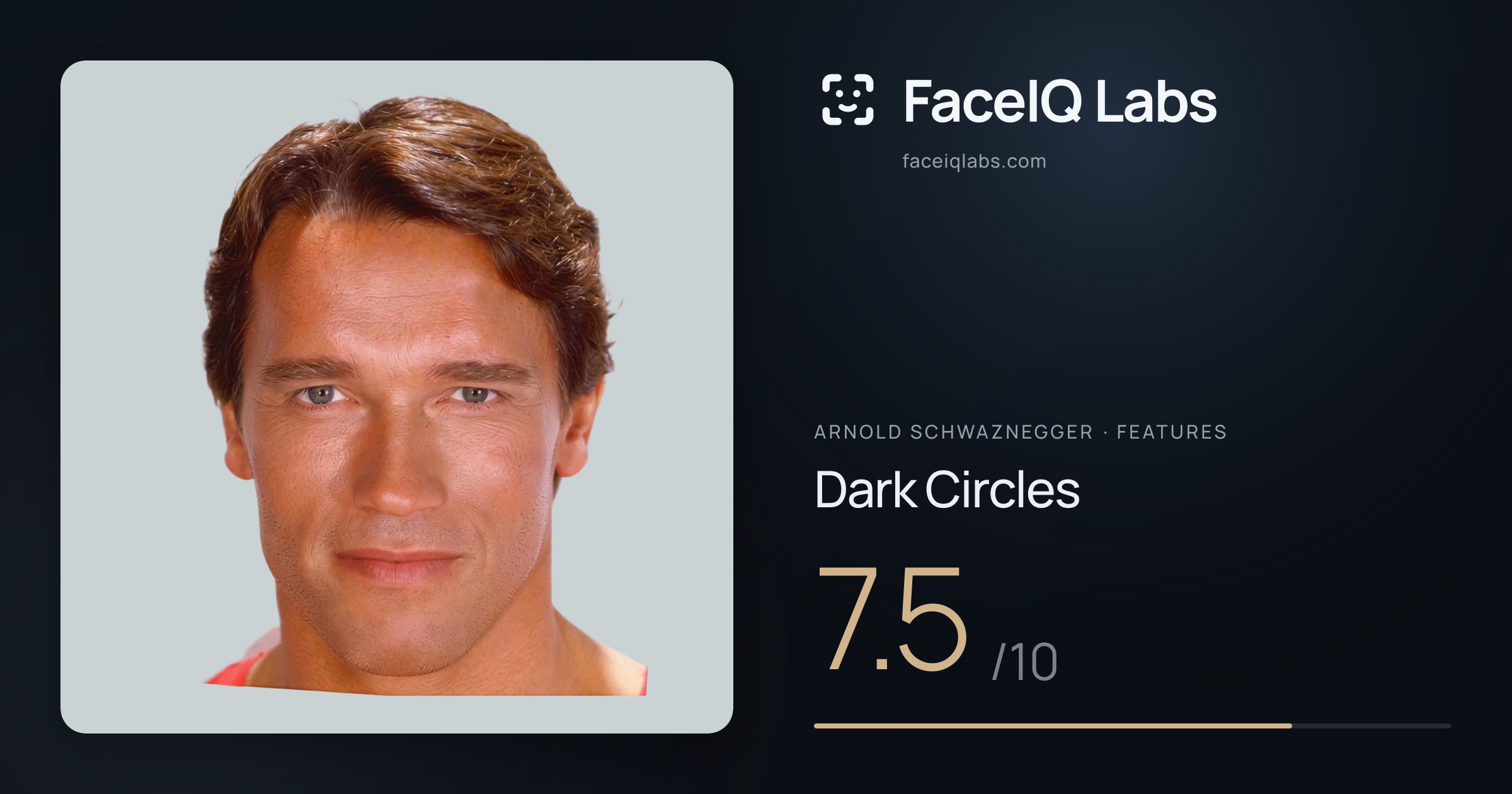 Arnold Schwaznegger Dark Circles: 7.5/10, drawn on the photo