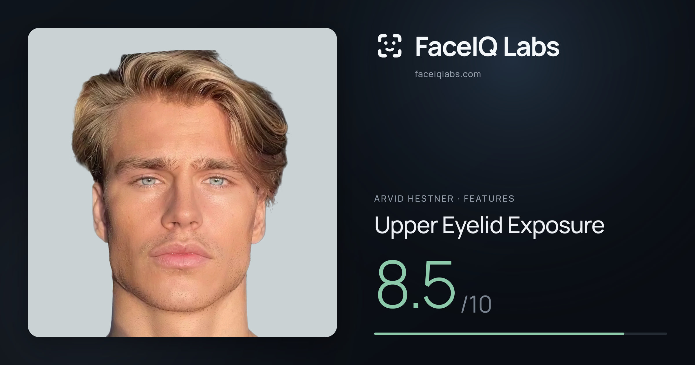 Arvid Hestner Upper Eyelid Exposure: 8.5/10, drawn on the photo