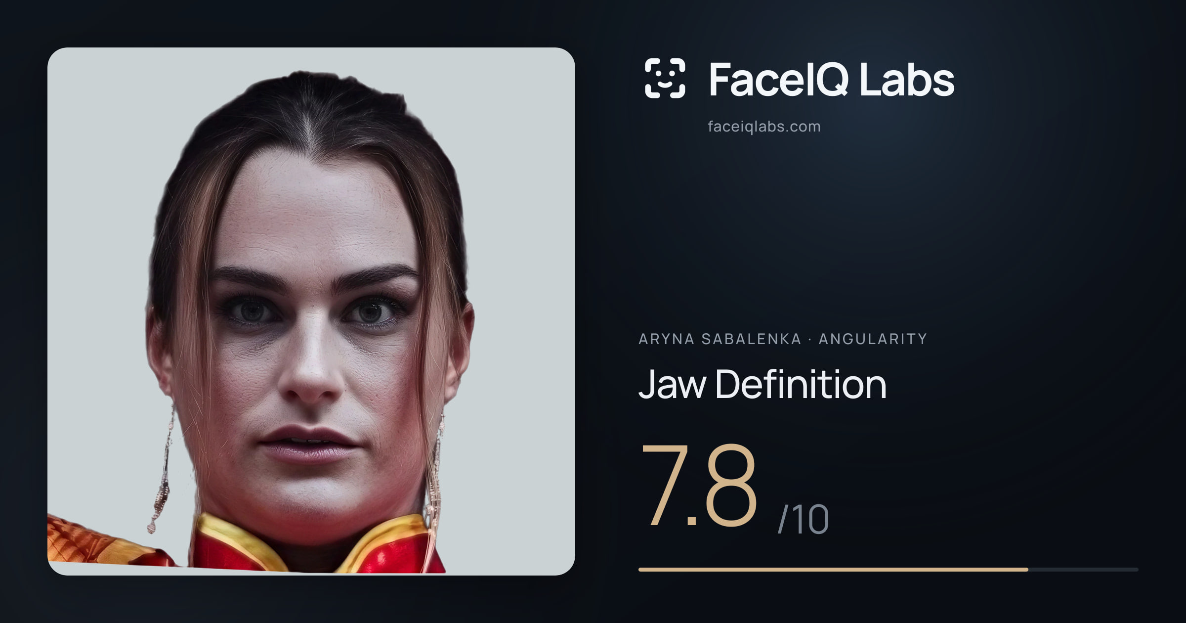 Aryna Sabalenka Jaw Definition: 7.8/10, drawn on the photo