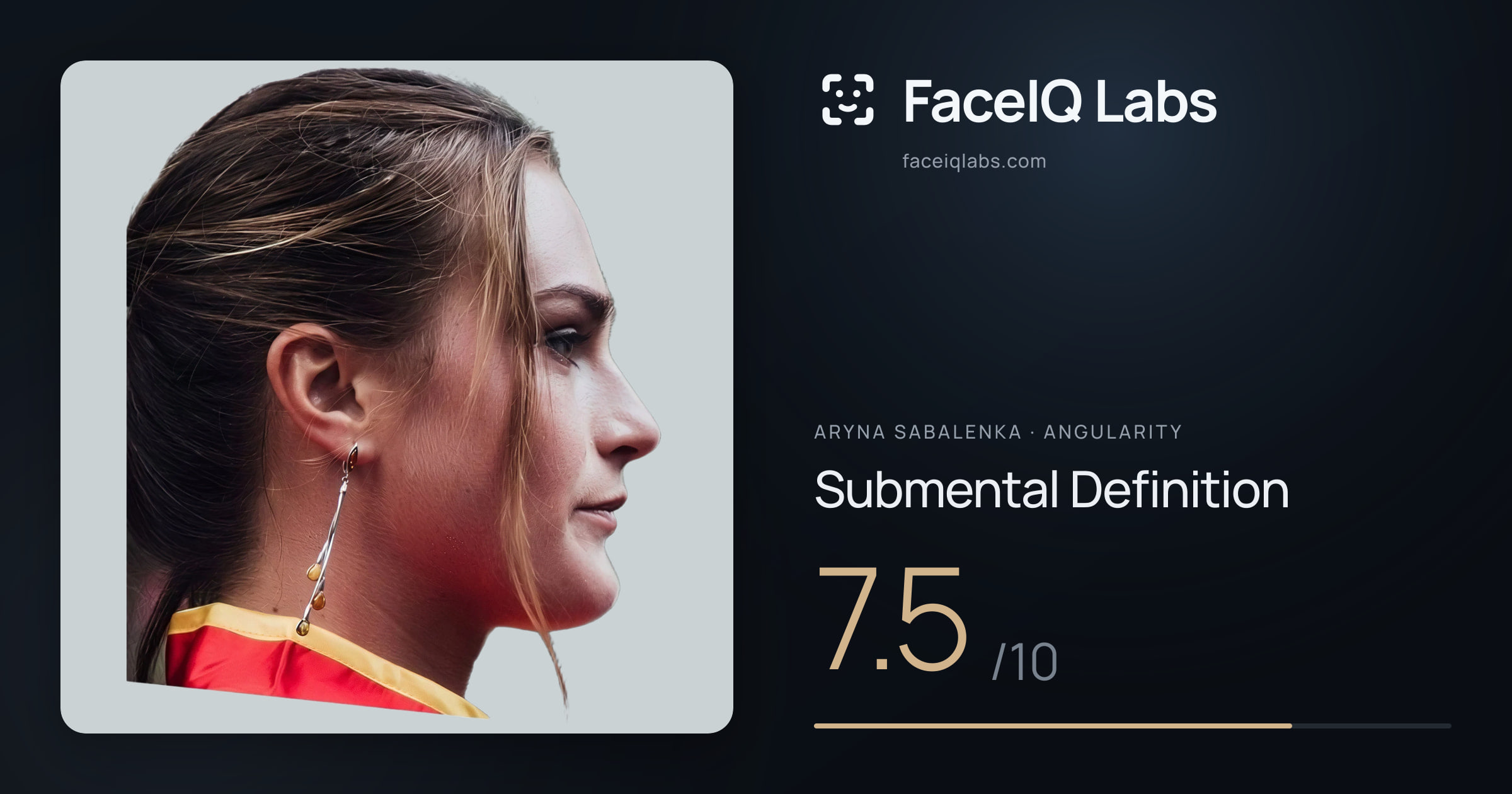 Aryna Sabalenka Submental Definition: 7.5/10, drawn on the photo