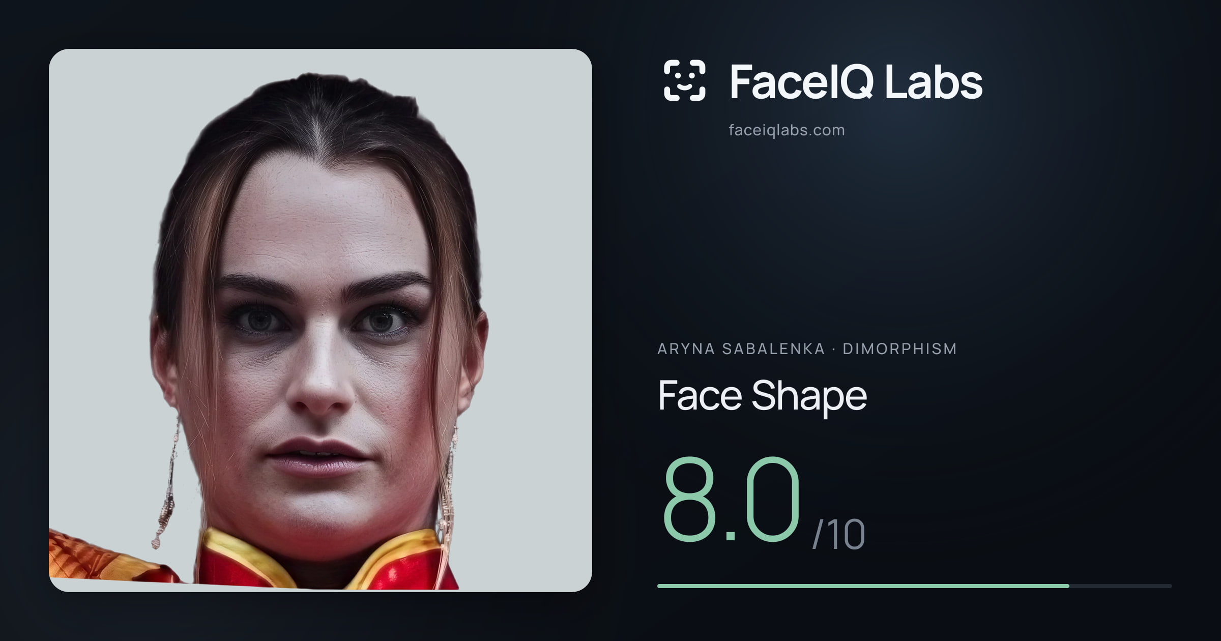 Aryna Sabalenka Face Shape: 8.0/10, drawn on the photo
