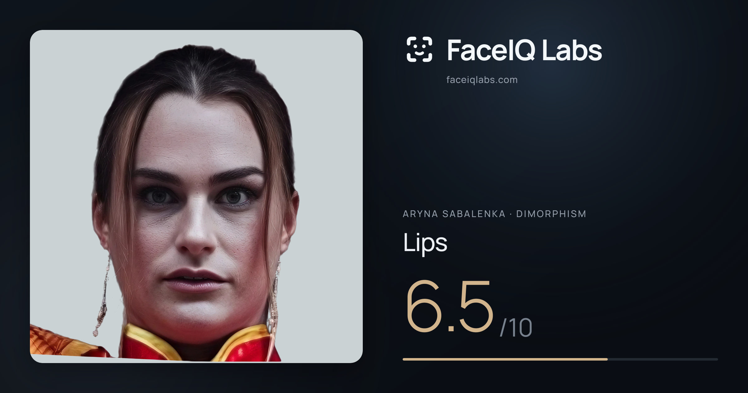 Aryna Sabalenka Lips: 6.5/10, drawn on the photo