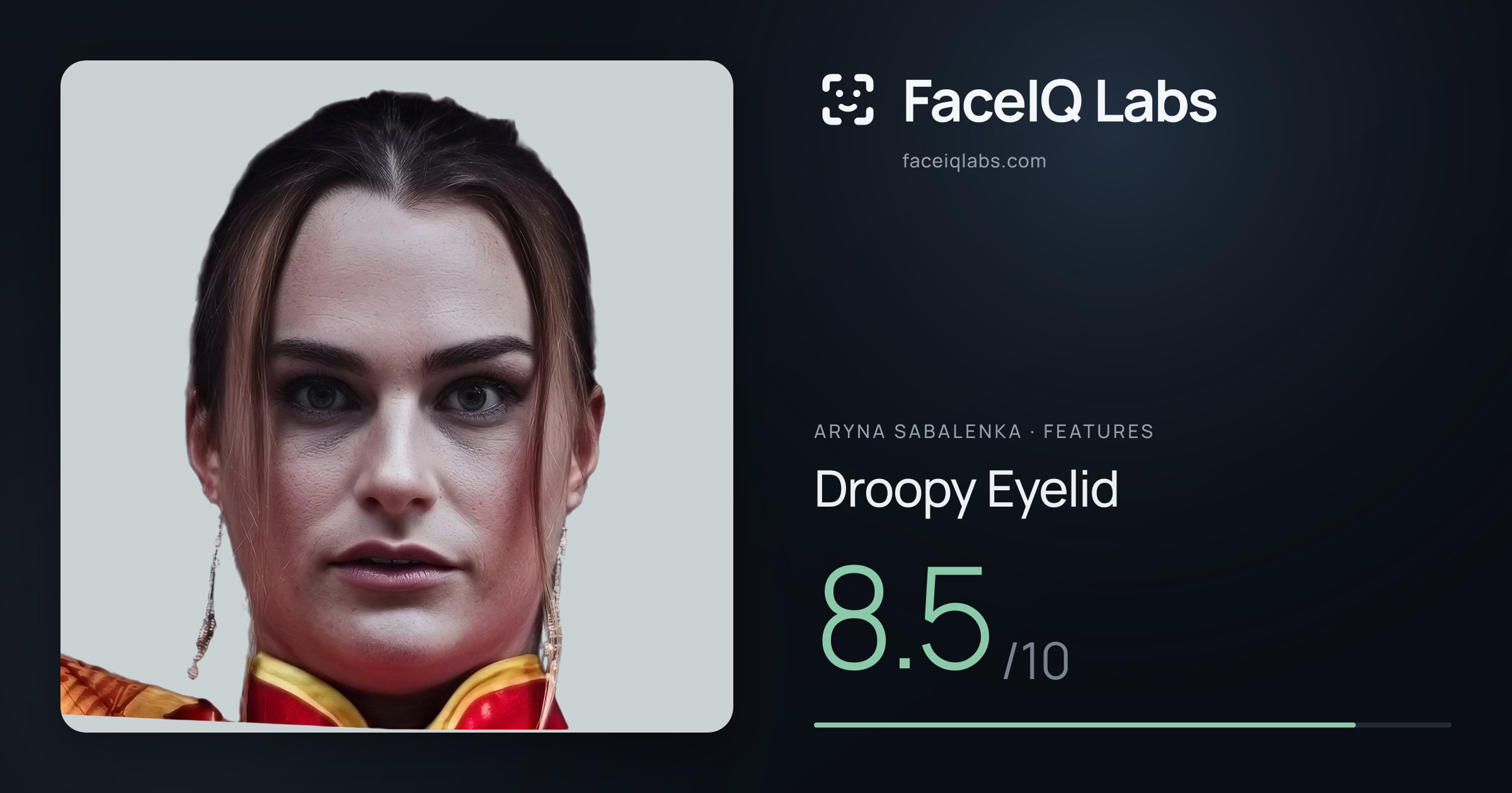 Aryna Sabalenka Droopy Eyelid: 8.5/10, drawn on the photo