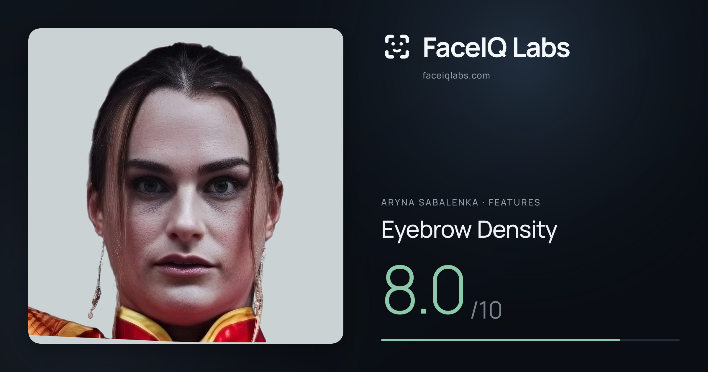 Aryna Sabalenka Eyebrow Density: 8.0/10, drawn on the photo