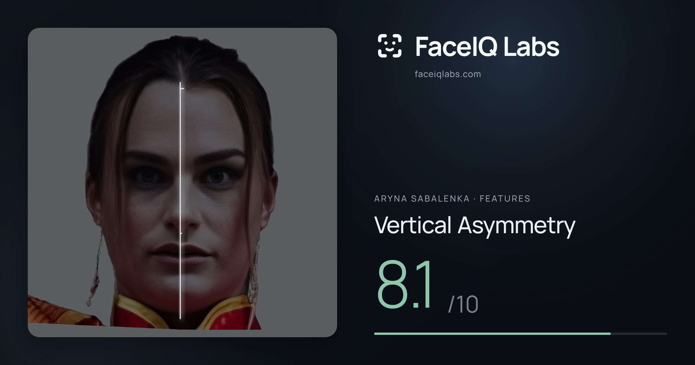 Aryna Sabalenka Vertical Asymmetry: 8.1/10, drawn on the photo