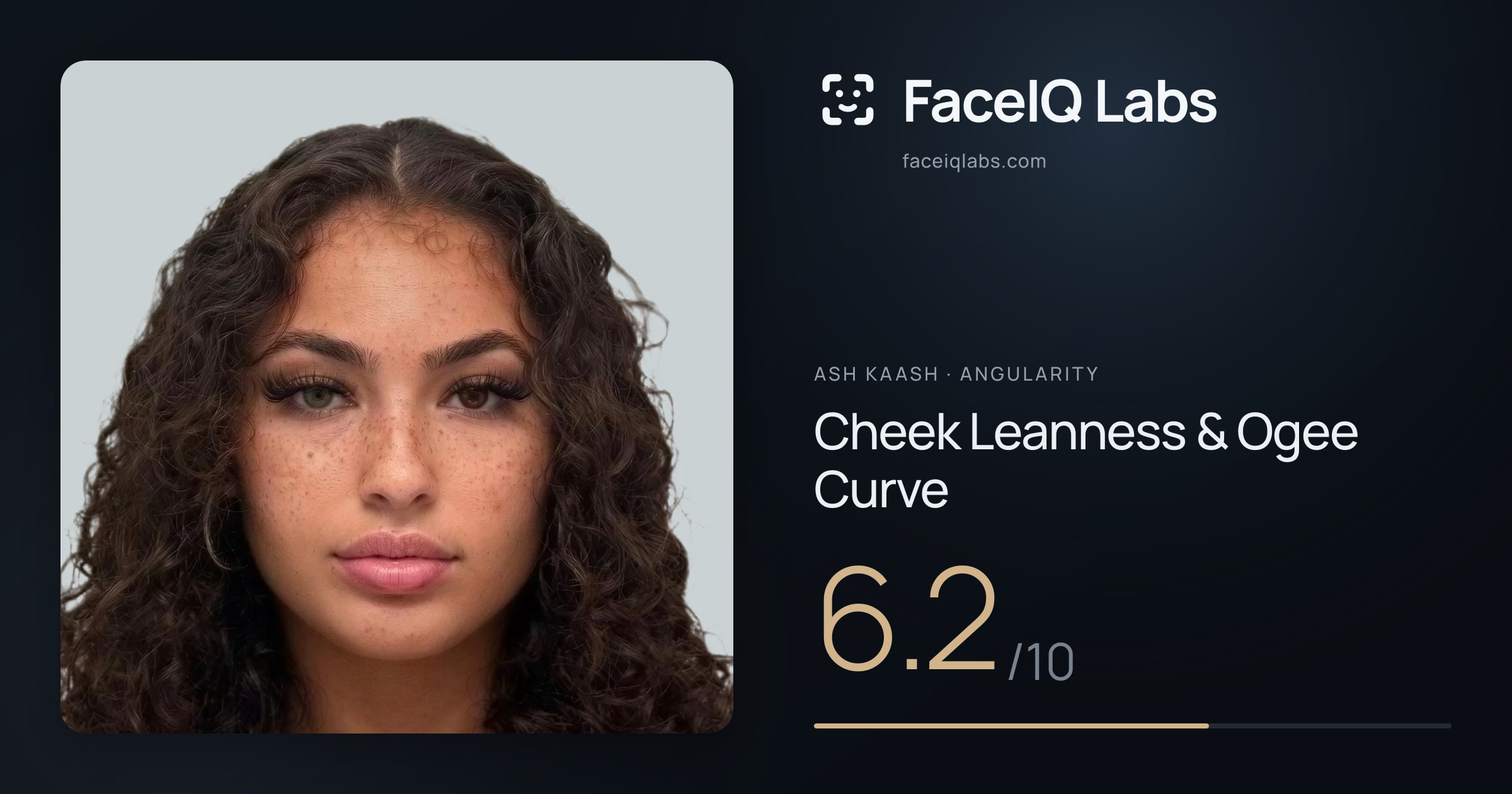 Ash Kaash Cheek Leanness & Ogee Curve: 6.2/10, drawn on the photo