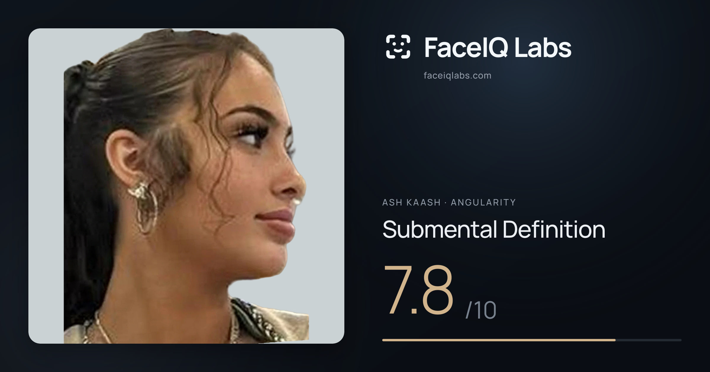 Ash Kaash Submental Definition: 7.8/10, drawn on the photo