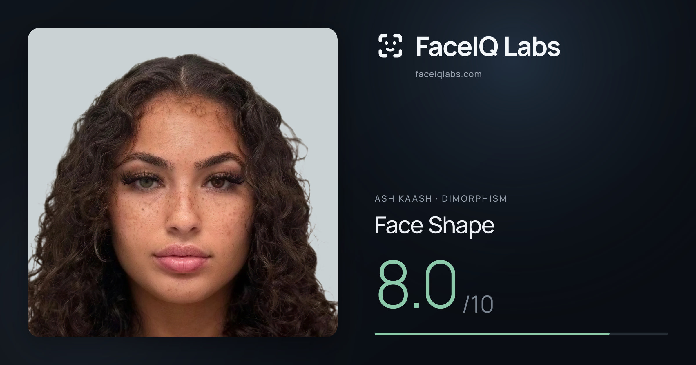 Ash Kaash Face Shape: 8.0/10, drawn on the photo