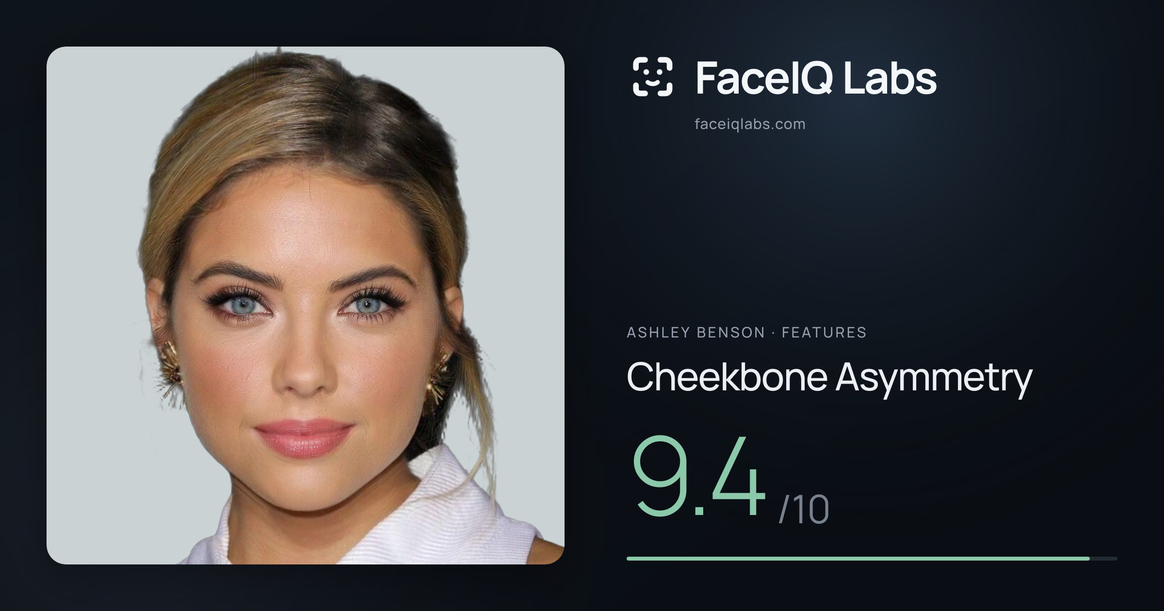 Ashley Benson Cheekbone Asymmetry: 9.4/10, drawn on the photo
