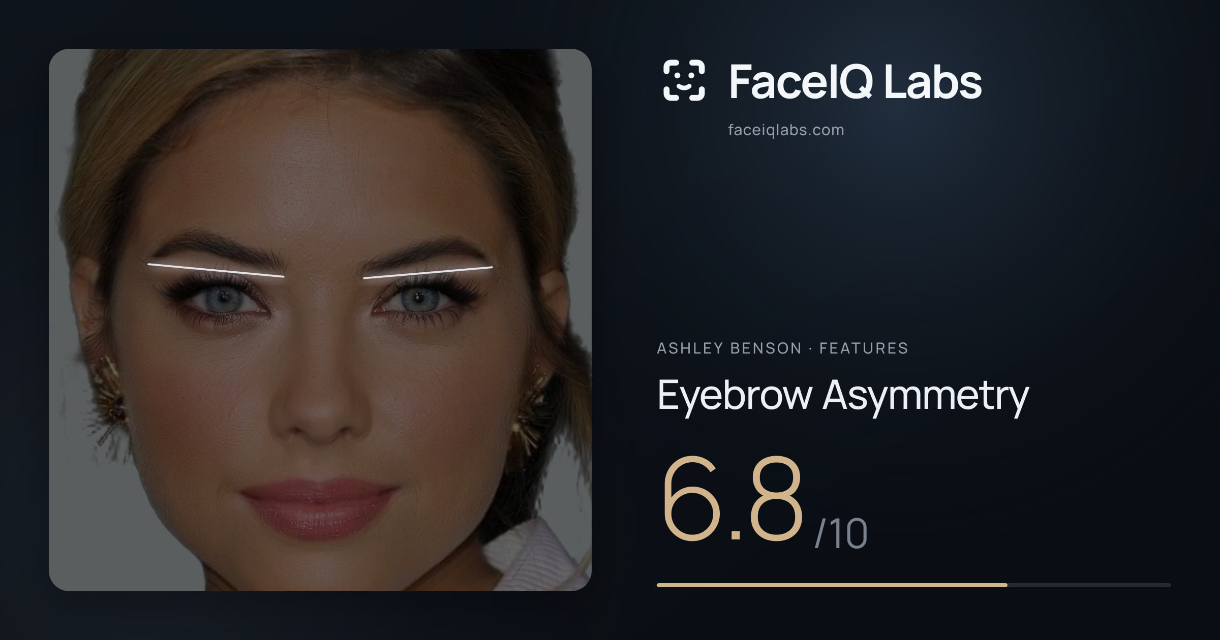 Ashley Benson Eyebrow Asymmetry: 6.8/10, drawn on the photo