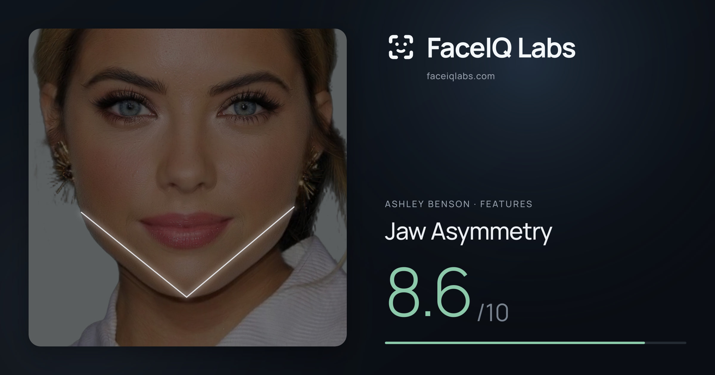 Ashley Benson Jaw Asymmetry: 8.6/10, drawn on the photo