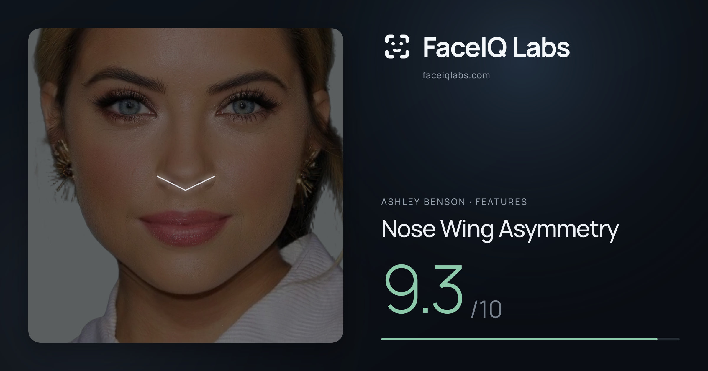 Ashley Benson Nose Wing Asymmetry: 9.3/10, drawn on the photo