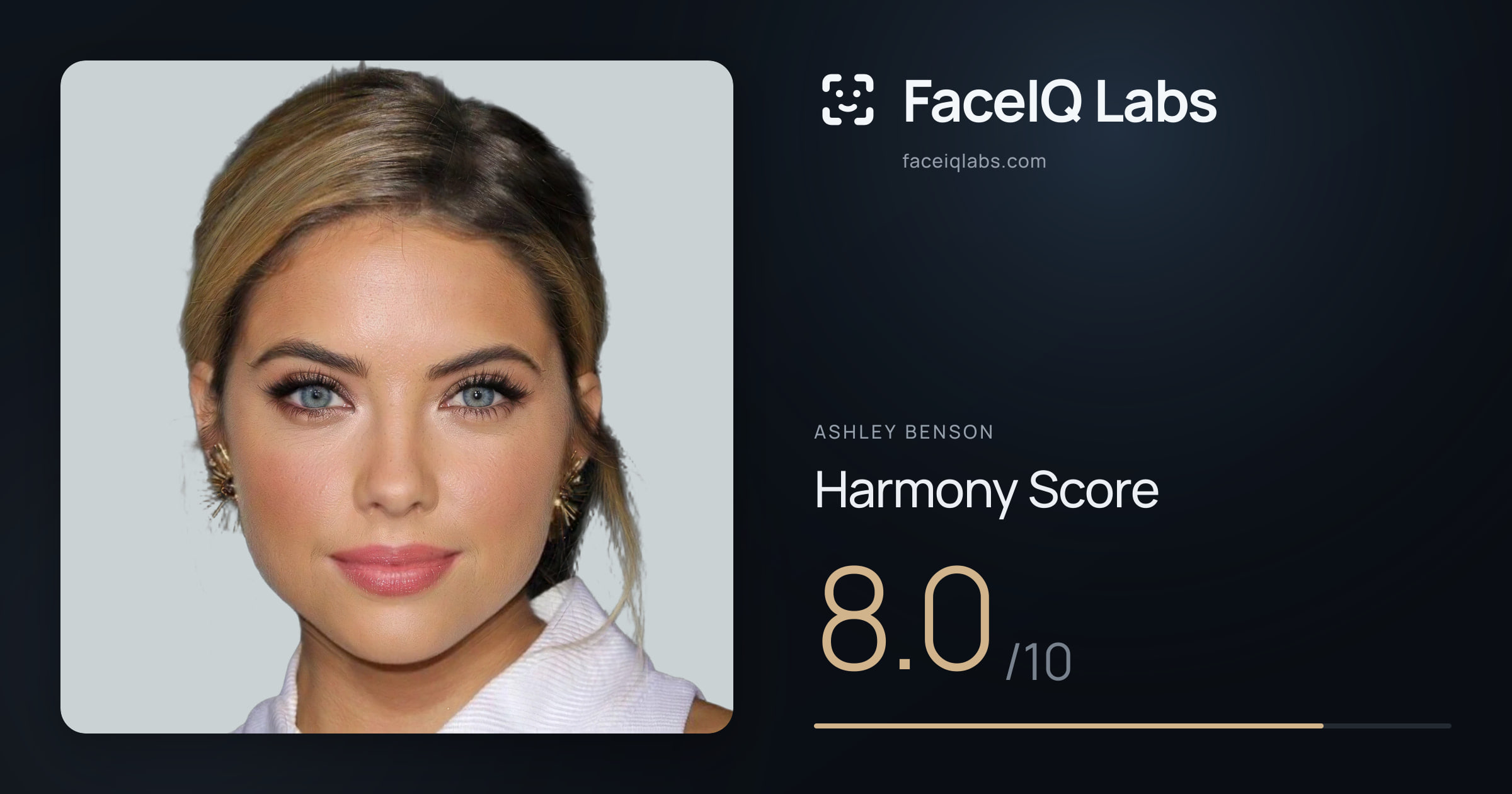 Ashley Benson Harmony: 8.0/10, with each ratio's score