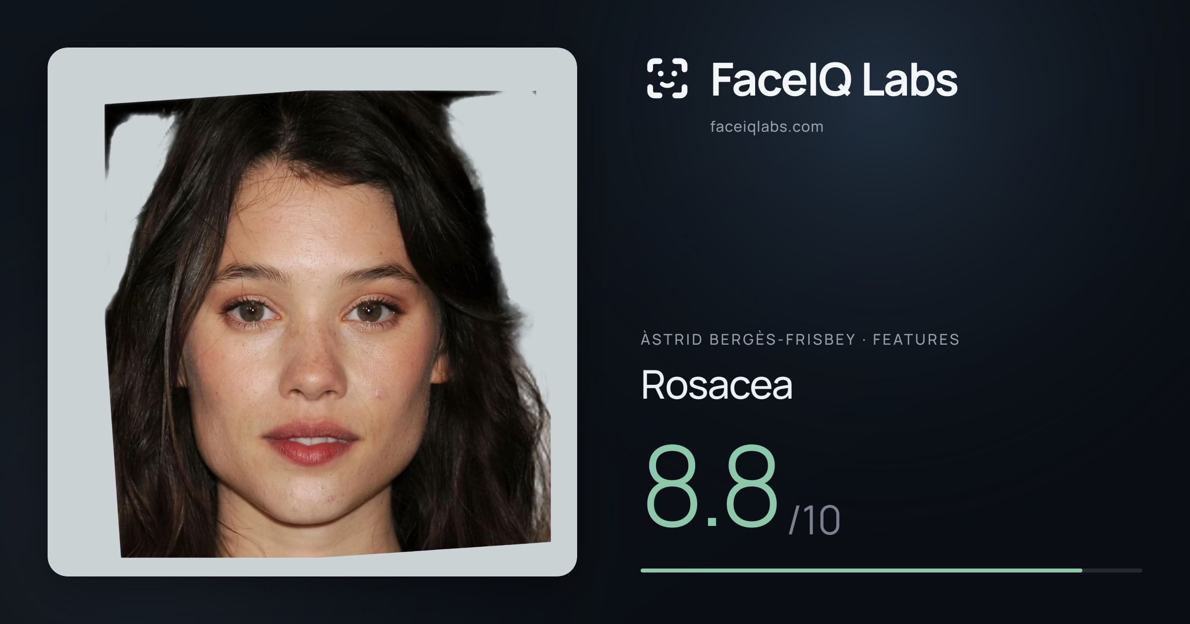 Àstrid Bergès-Frisbey Rosacea: 8.8/10, drawn on the photo