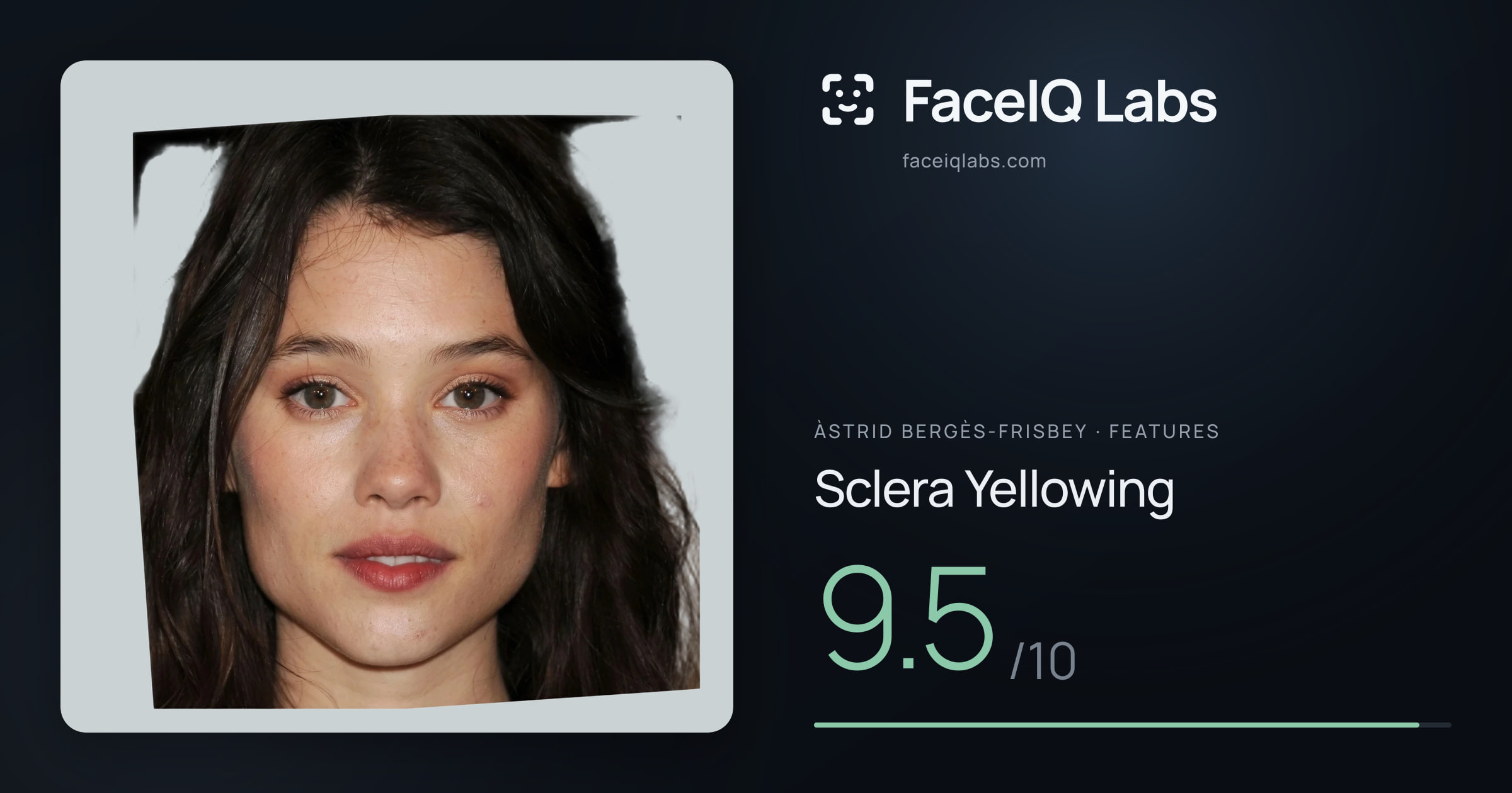 Àstrid Bergès-Frisbey Sclera Yellowing: 9.5/10, drawn on the photo