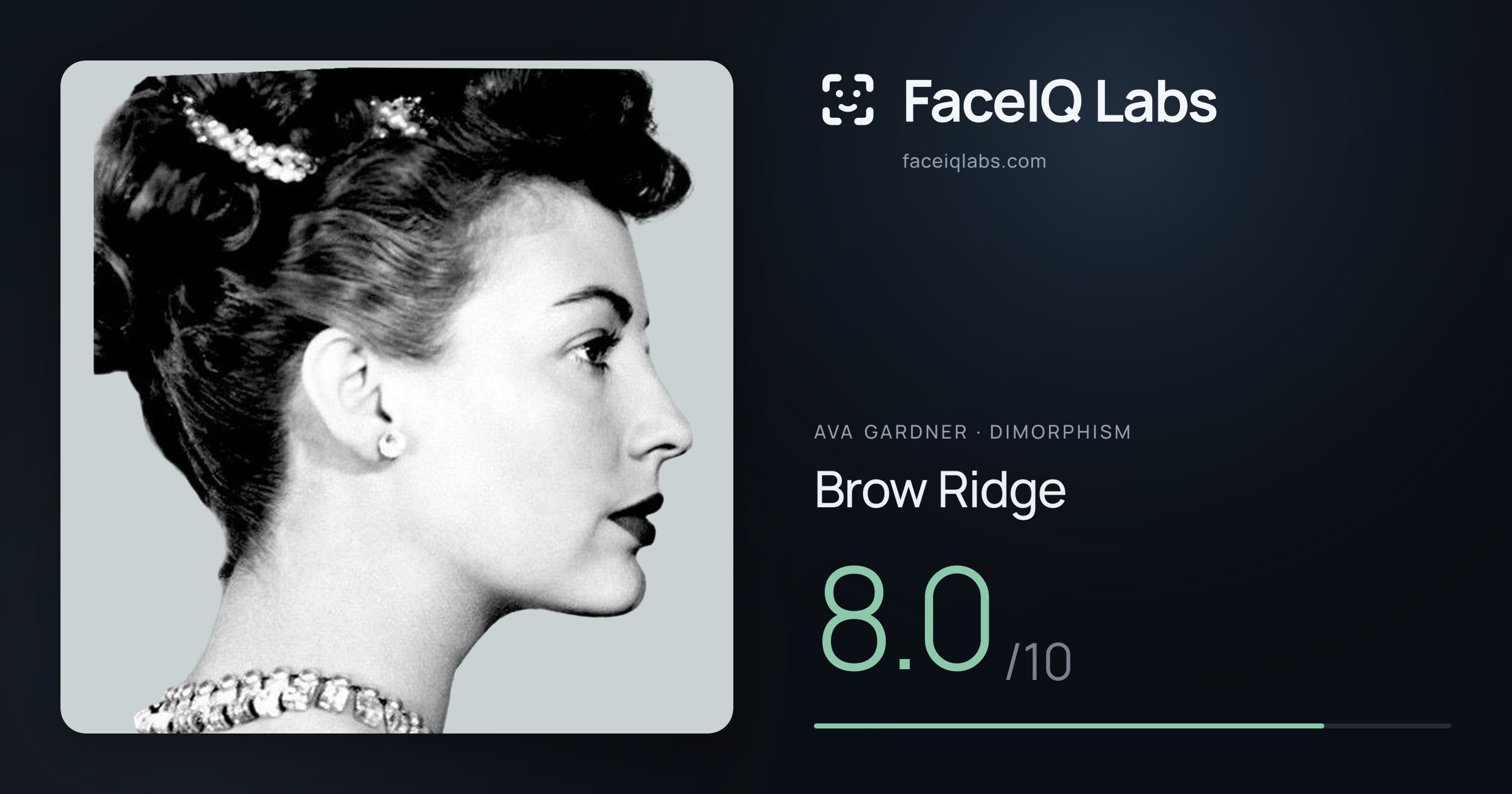 Ava Gardner Brow Ridge: 8.0/10, drawn on the photo