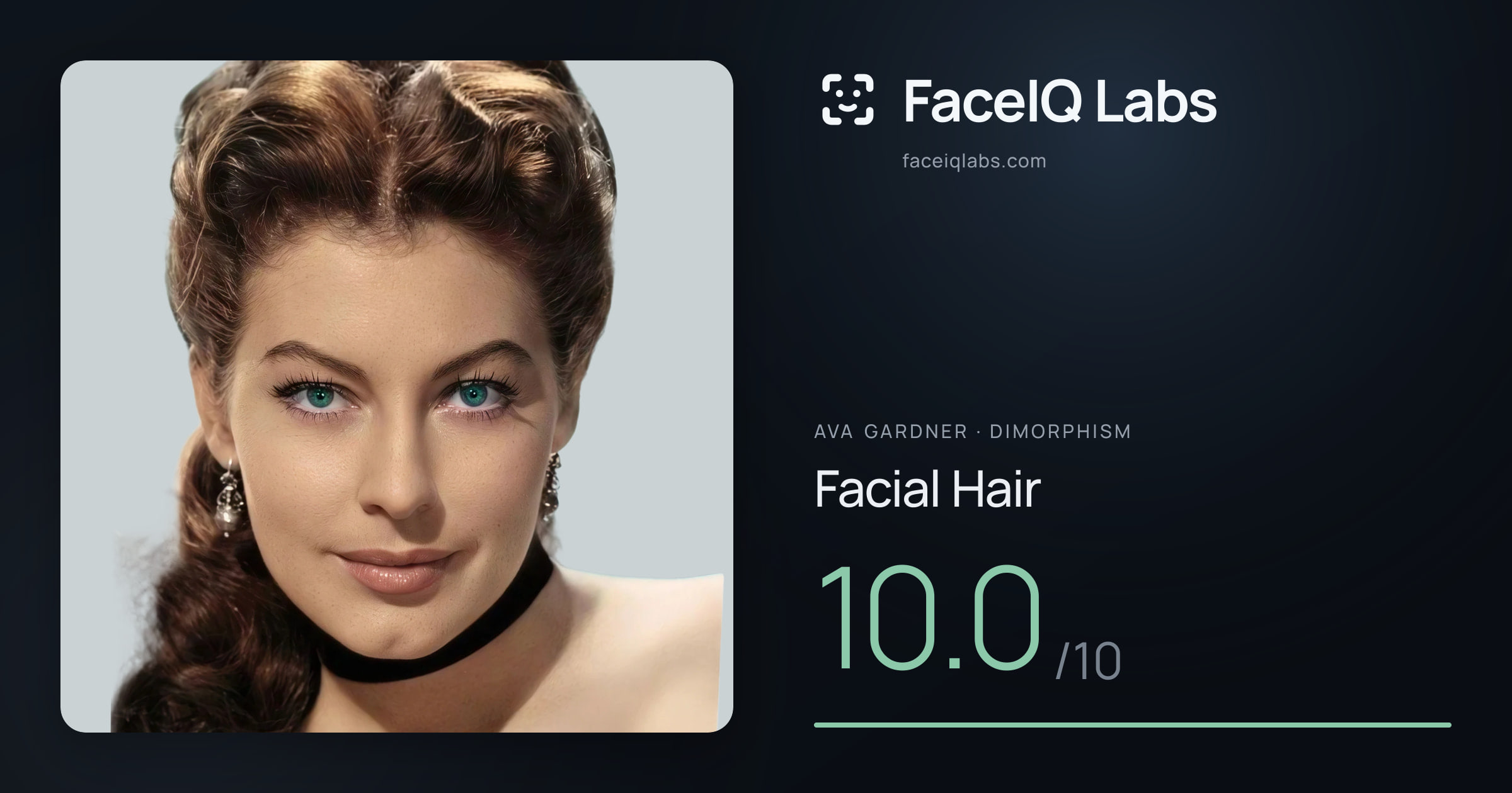Ava Gardner Facial Hair: 10.0/10, drawn on the photo