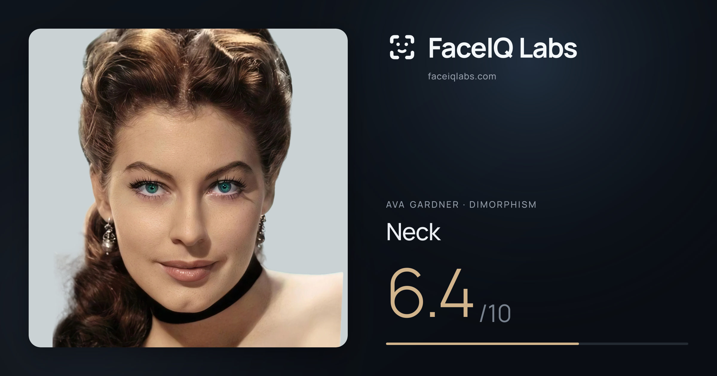 Ava Gardner Neck: 6.4/10, drawn on the photo
