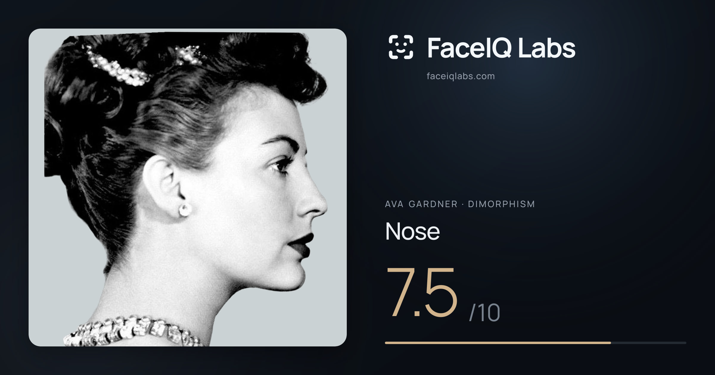 Ava Gardner Nose: 7.5/10, drawn on the photo