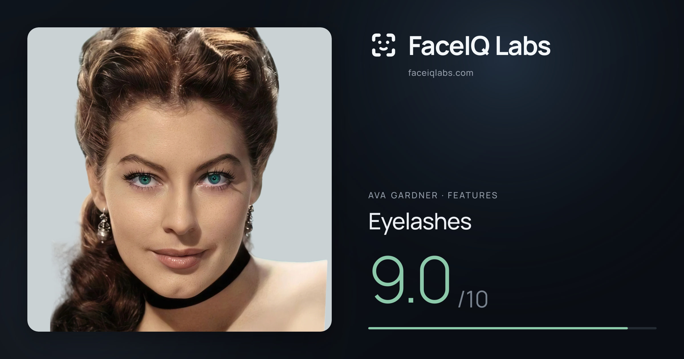 Ava Gardner Eyelashes: 9.0/10, drawn on the photo